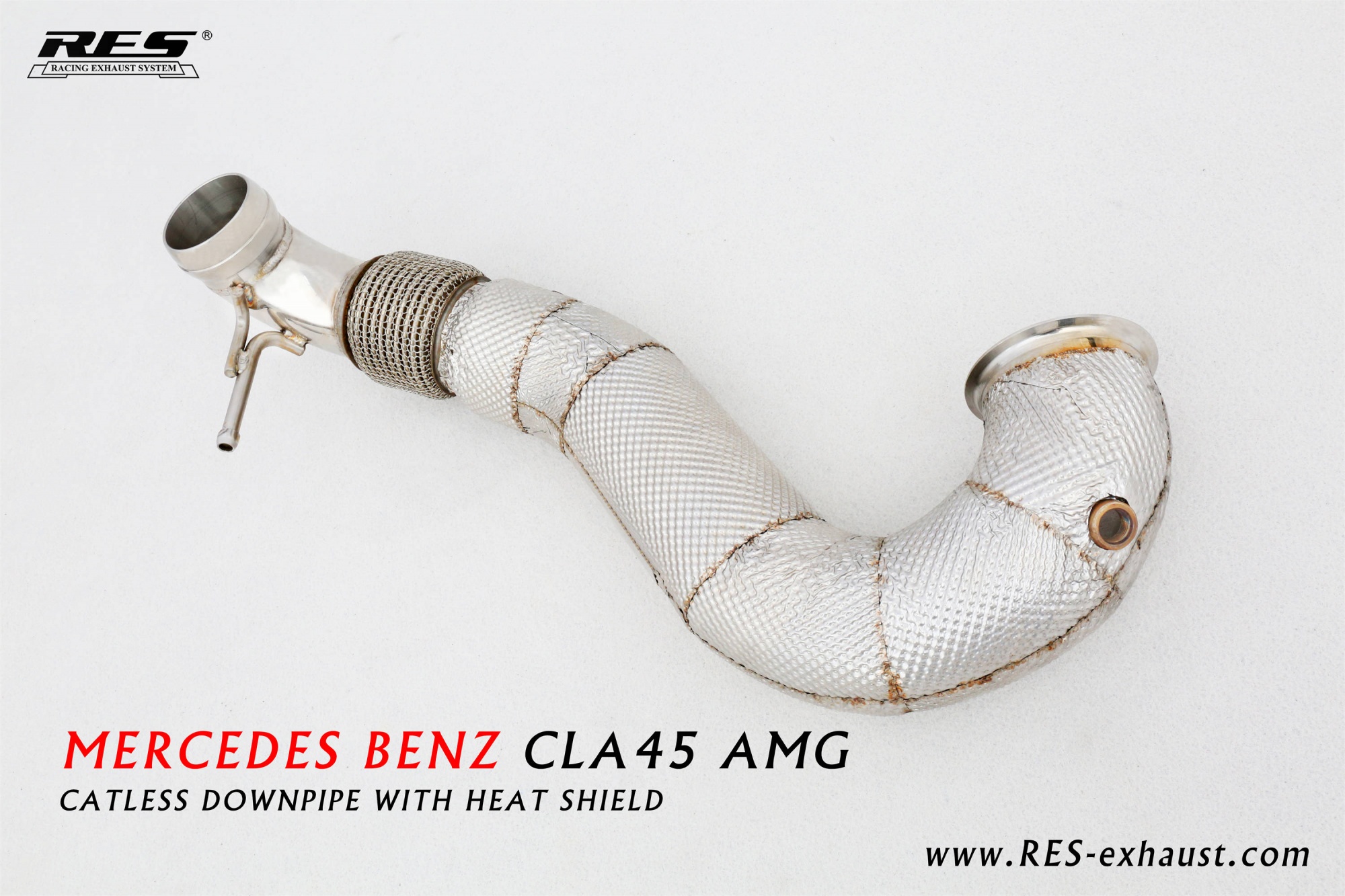 Mercedes Benz CLA45 AMG W117 SS304 / Catless Downpipe With Heat Shield