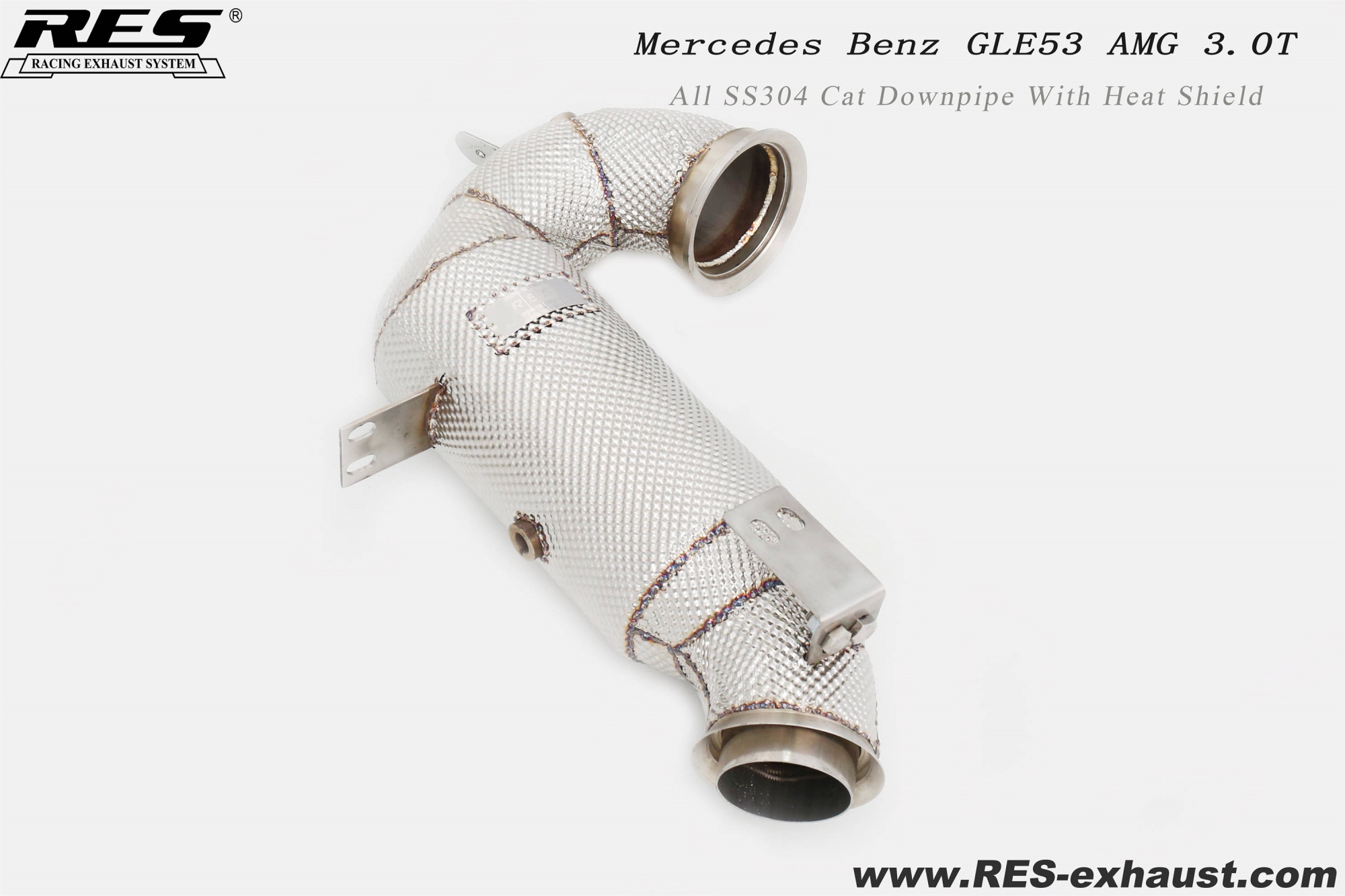 Mercedes Benz GLE53 AMG 3.0T All SS304 Cat Downpipe With Heat Shield