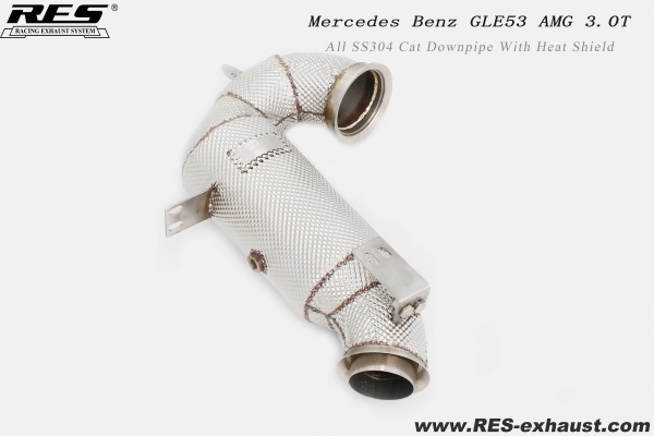 Mercedes Benz GLE53 AMG 3.0T All SS304 Cat Downpipe With Heat Shield