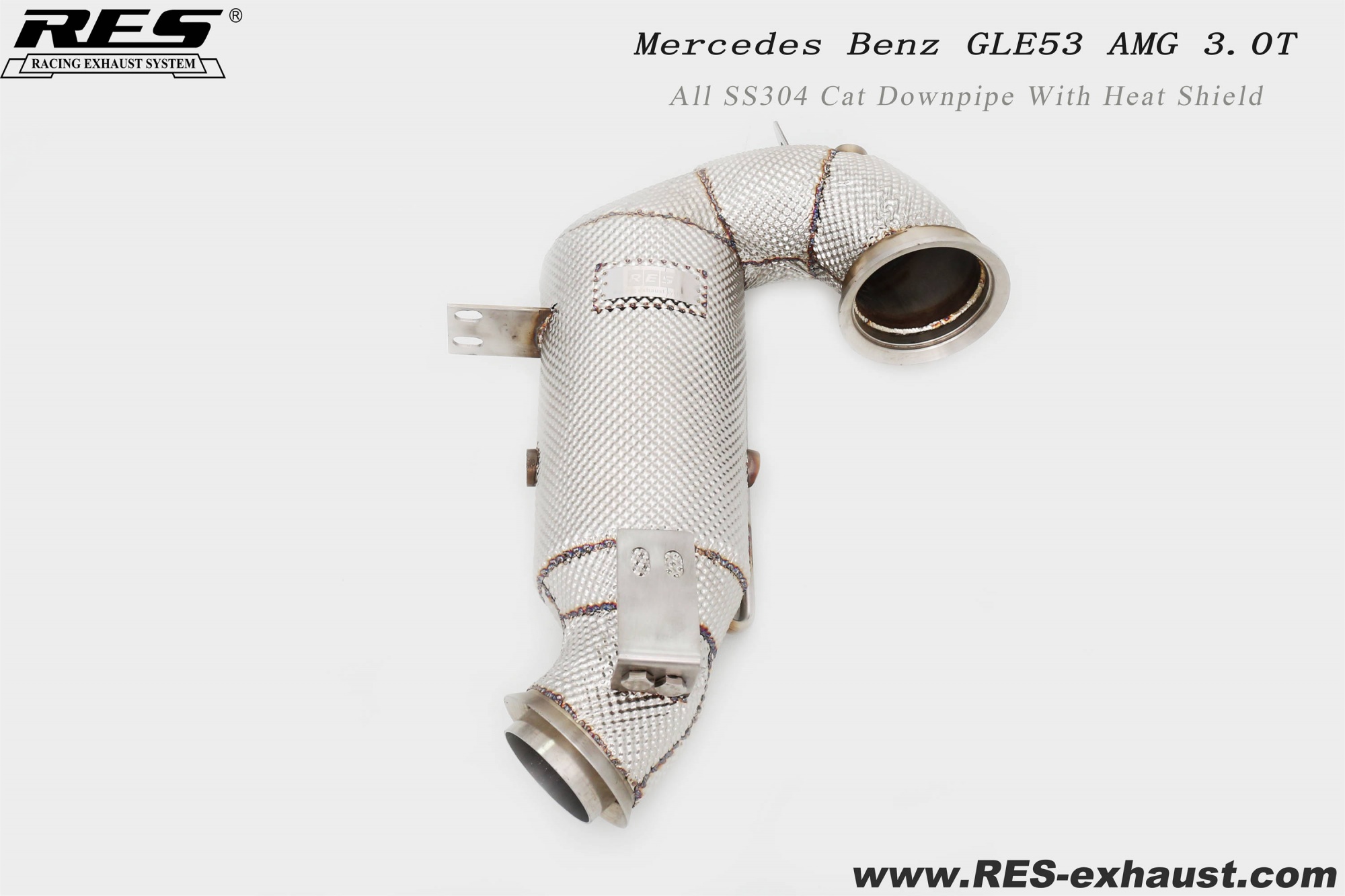 Mercedes Benz GLE53 AMG 3.0T All SS304 Cat Downpipe With Heat Shield