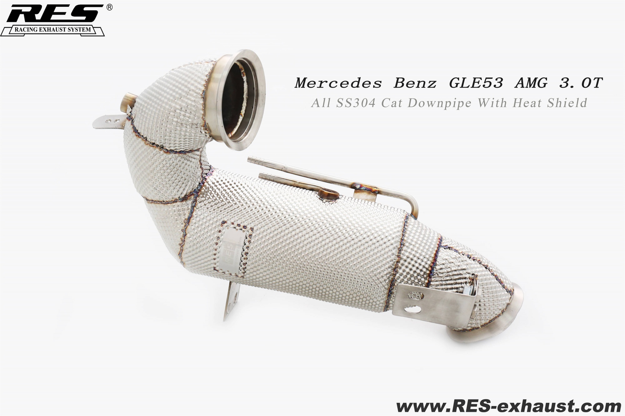 Mercedes Benz GLE53 AMG 3.0T All SS304 Cat Downpipe With Heat Shield