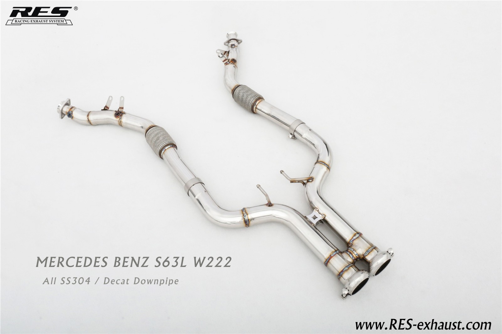 Mercedes-Benz S63 W222 AMG All SS304 / Decat Downpipe