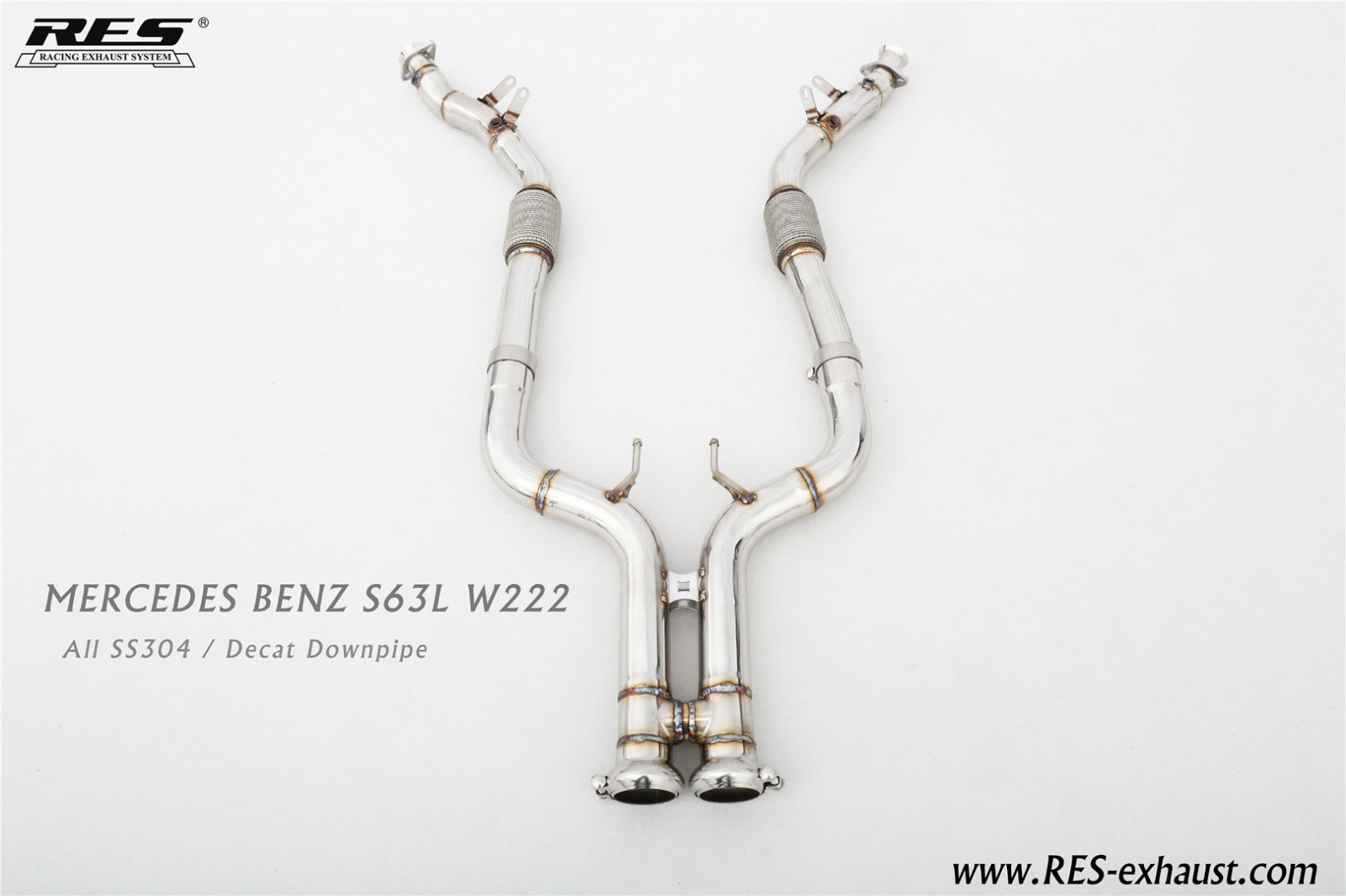 Mercedes-Benz S63 W222 AMG All SS304 / Decat Downpipe
