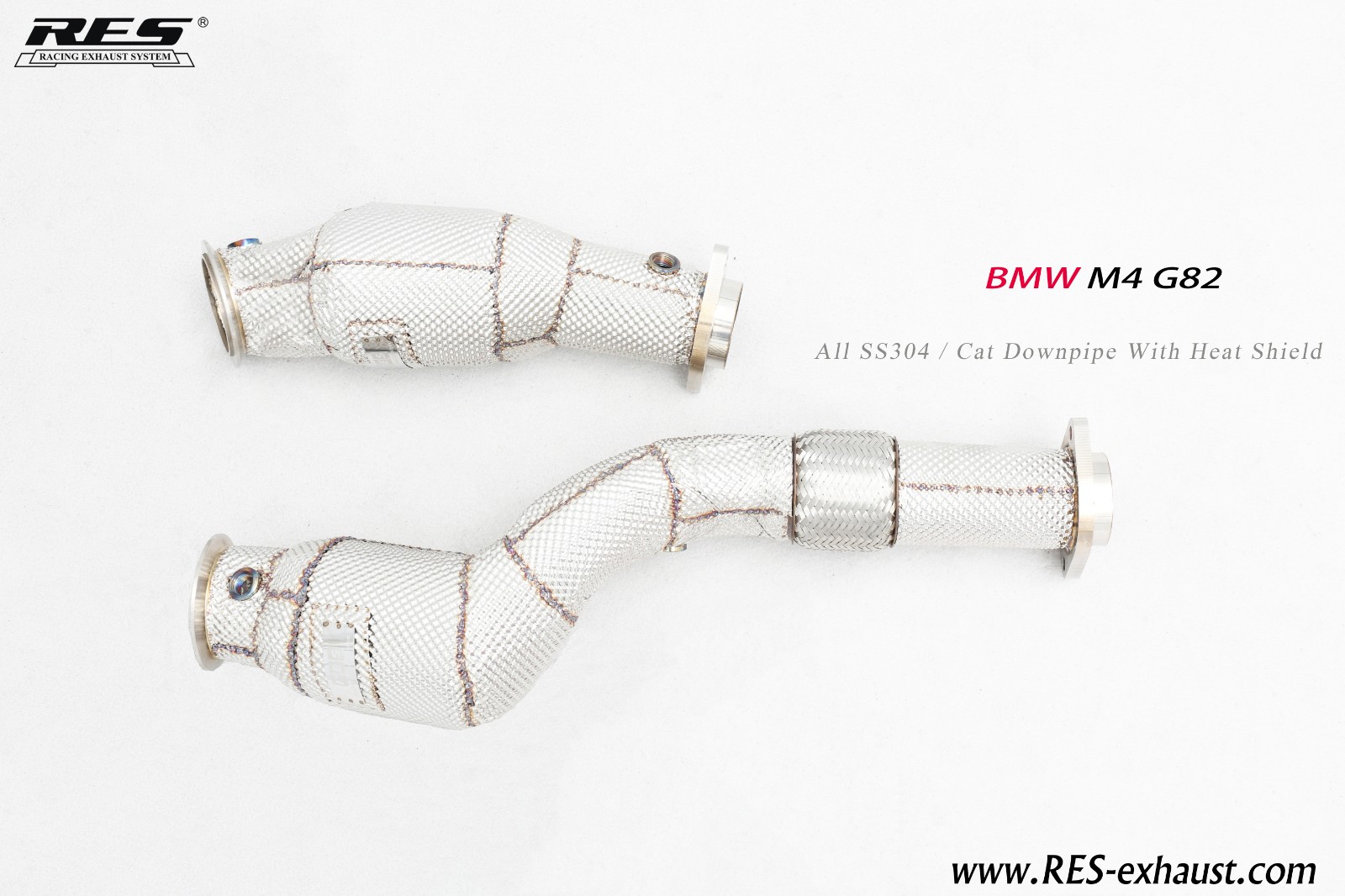 M4 G82 All SS304 / Cat Downpipe With Heat Shield
