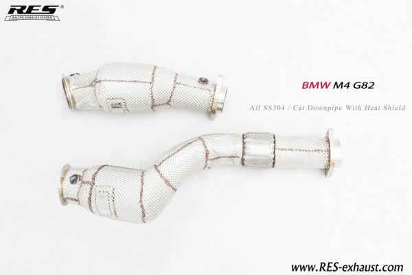 M4 G82 All SS304 / Cat Downpipe With Heat Shield