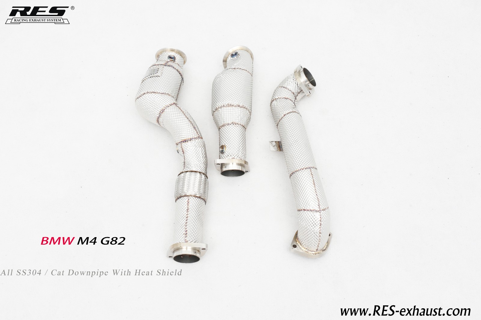 M4 G82 All SS304 / Cat Downpipe With Heat Shield