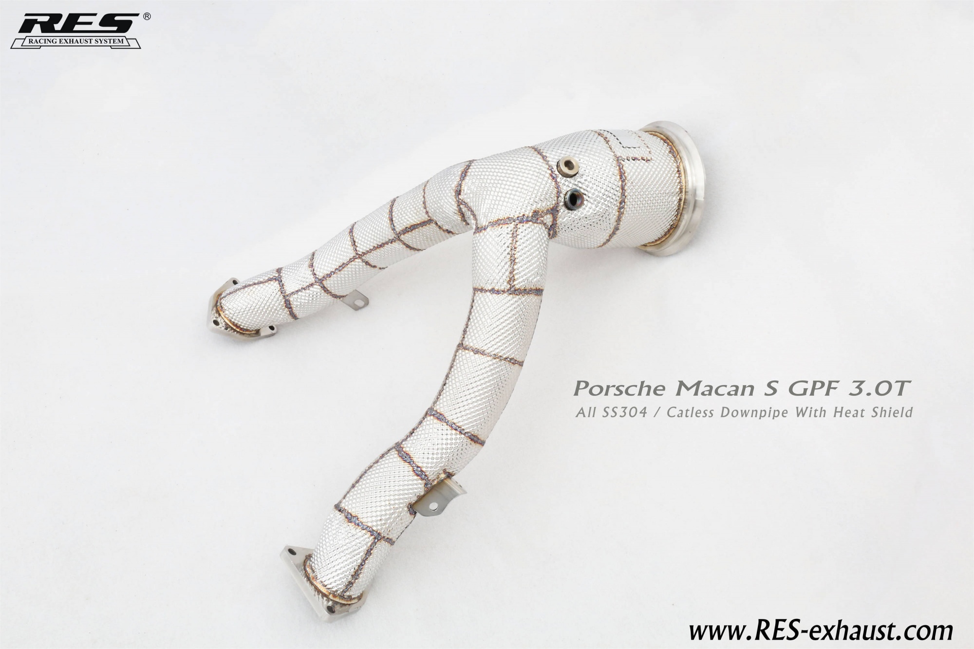 Porsche Macan S OPF 3.0T AII SS304 / Catless Downpipe With Heat Shield