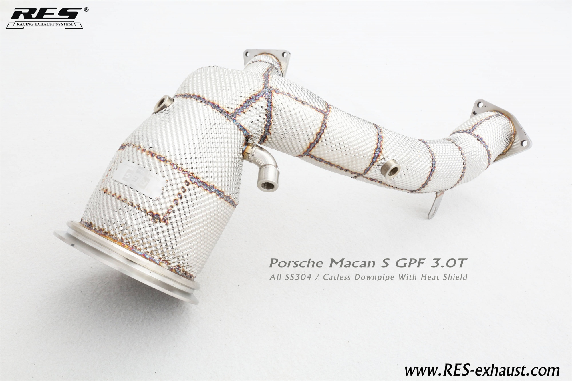 Porsche Macan S OPF 3.0T AII SS304 / Catless Downpipe With Heat Shield