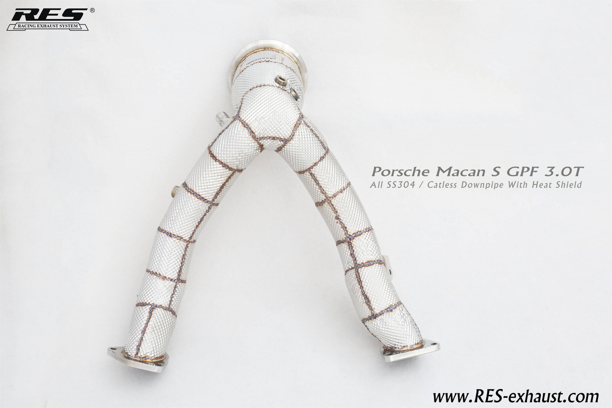 Porsche Macan S OPF 3.0T AII SS304 / Catless Downpipe With Heat Shield