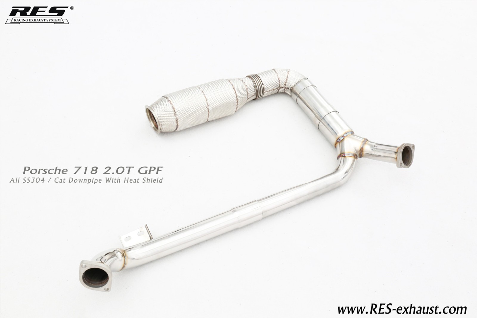 Porsche 718 2.0T/2.5T All SS304 / Cat Downpipe With Heat Shield