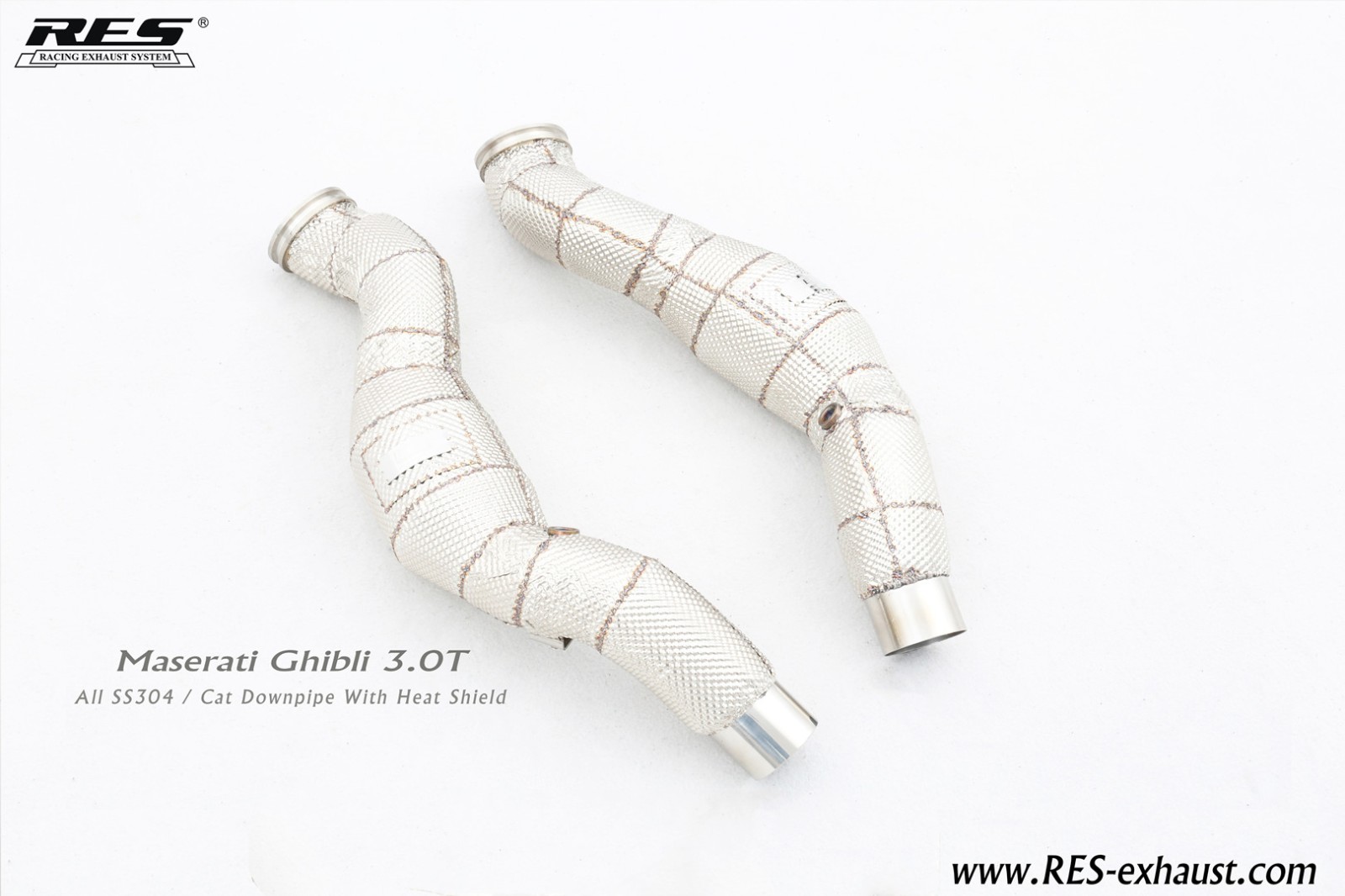 Maserati Ghibli All SS304 / Cat Downpipe With Heat Shield