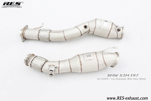 BMW X3M F97 All SS304 / Cat Downpipe With Heat Shield
