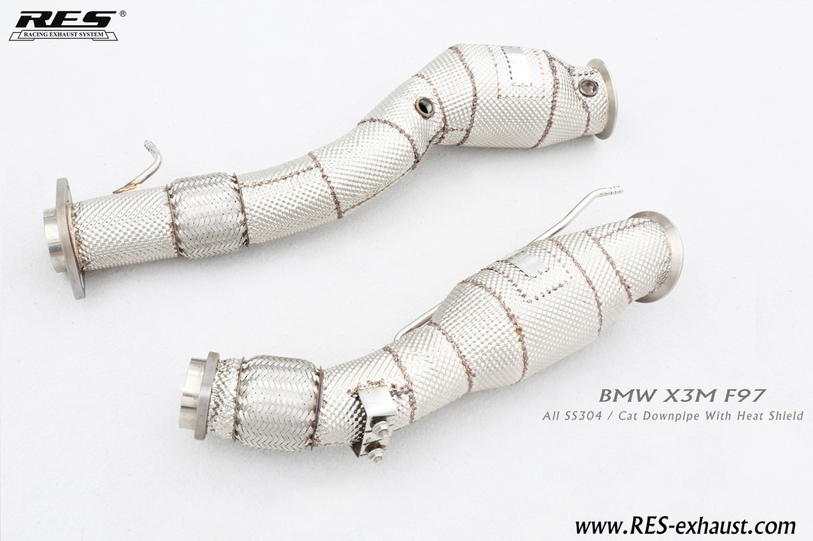BMW X3M F97 All SS304 / Cat Downpipe With Heat Shield