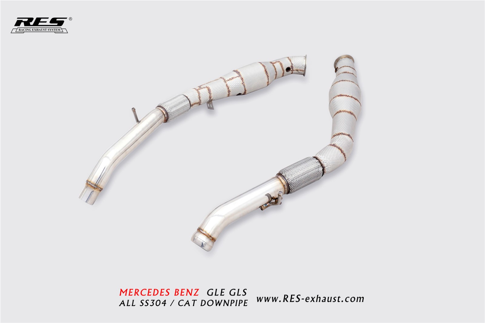 Mercedes-Benz GLE43 AMG All SS304 Cat Downpipe With Heat Shield