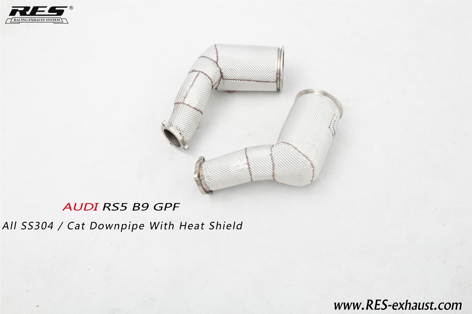 AUDI RS5 B9 All SS304 / Cat Downpipe With Heat Shield