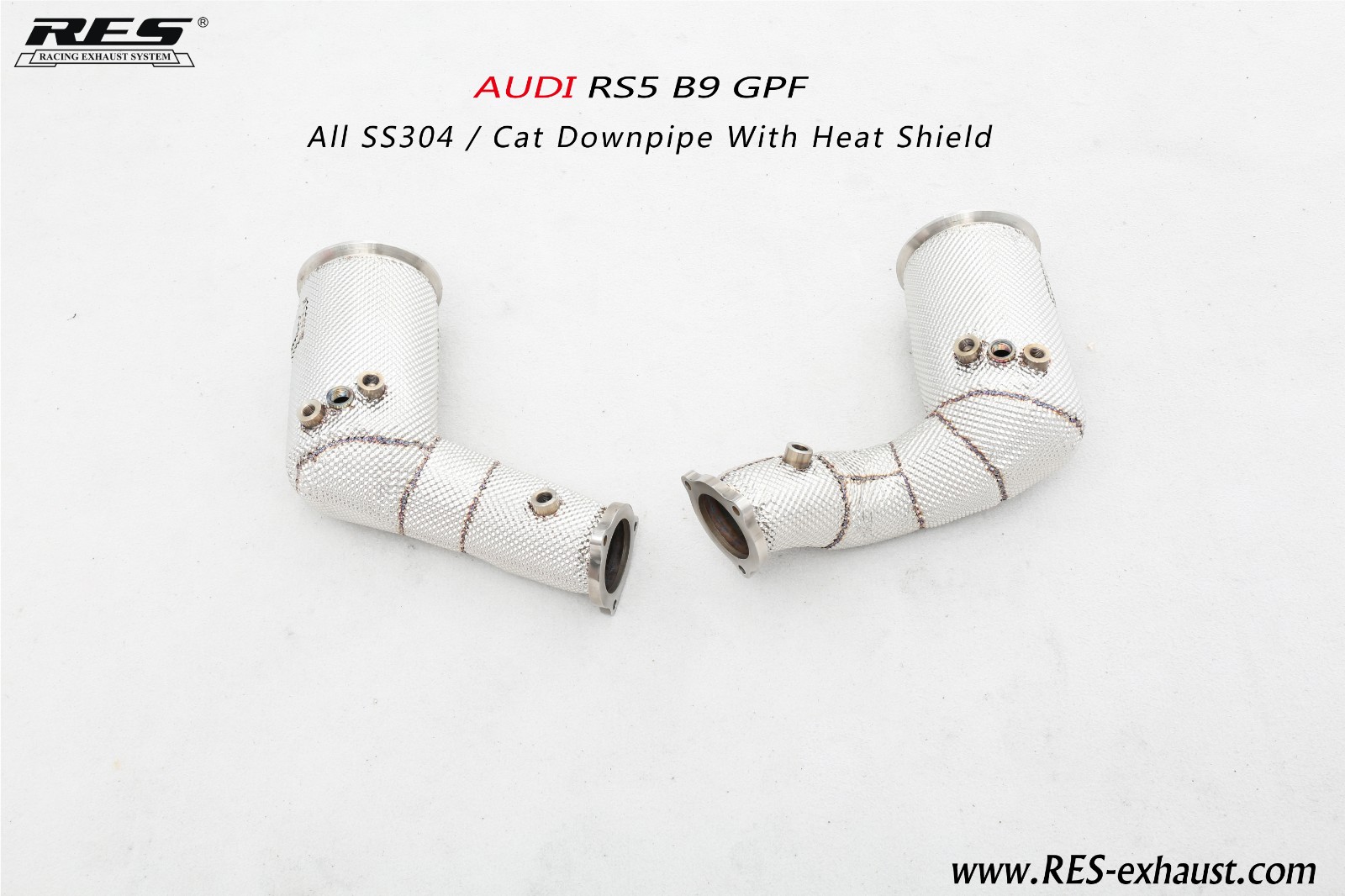 AUDI RS5 B9 All SS304 / Cat Downpipe With Heat Shield