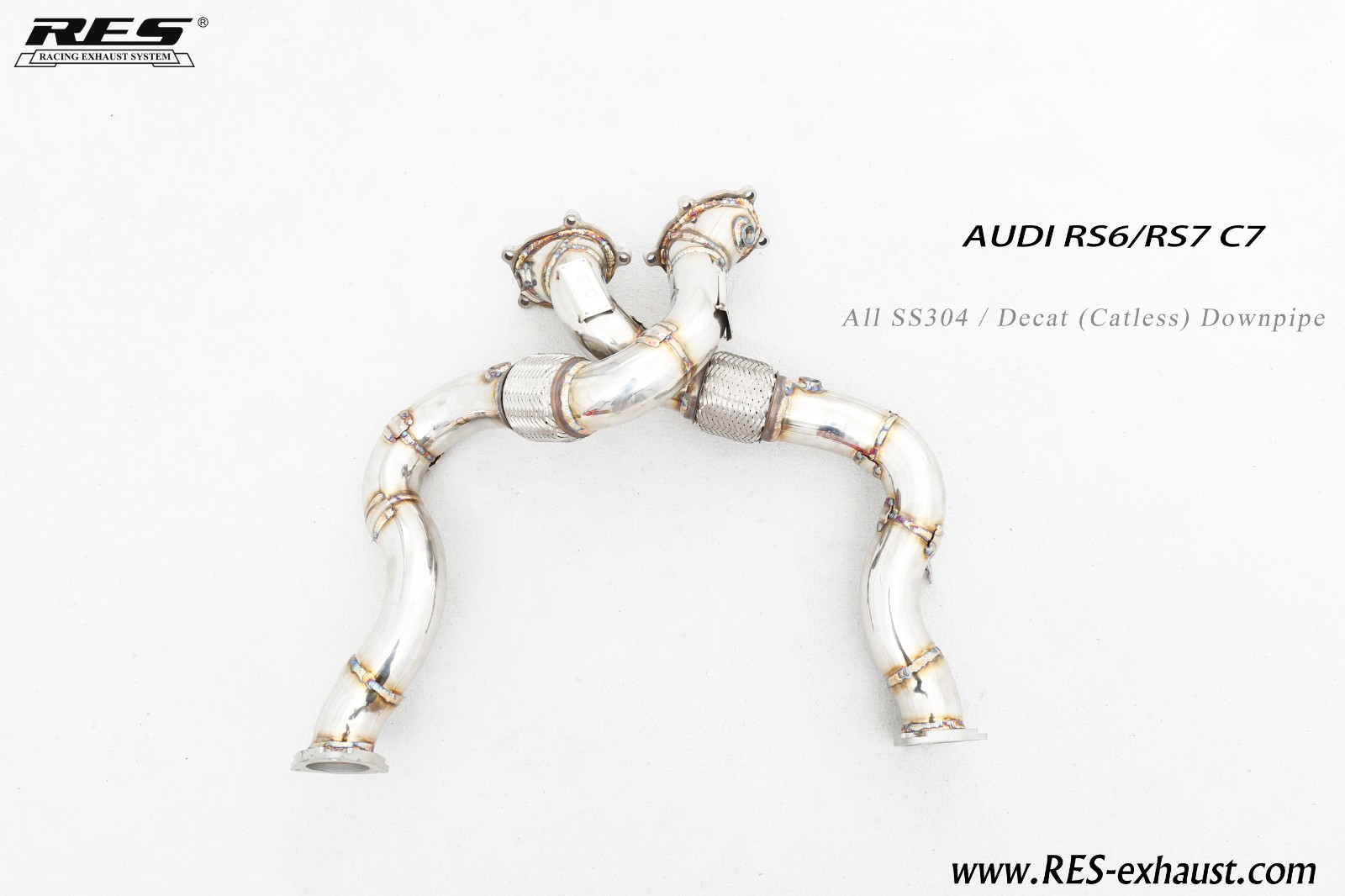 AUDI RS6 C7 All SS304 / Decat （Catless） Downpipe