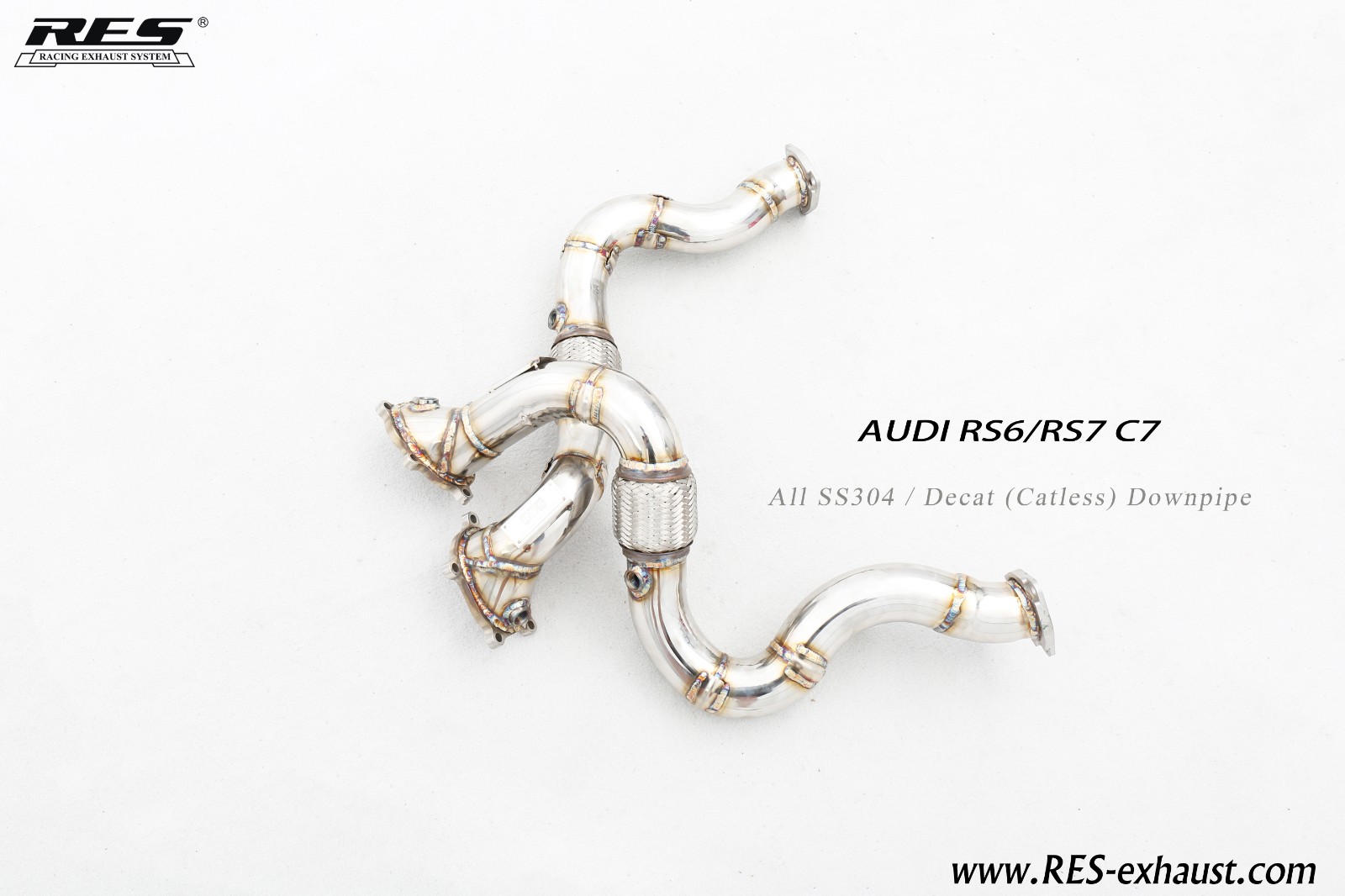 AUDI RS6 C7 All SS304 / Decat （Catless） Downpipe