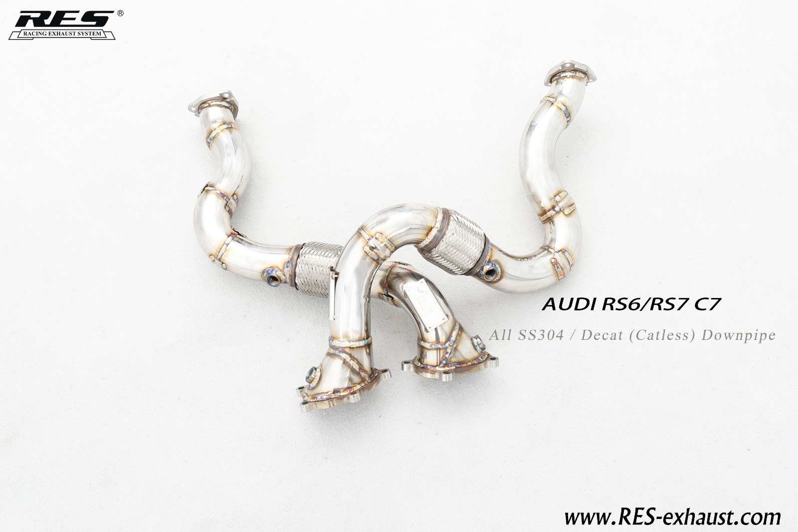 AUDI RS6 C7 All SS304 / Decat （Catless） Downpipe