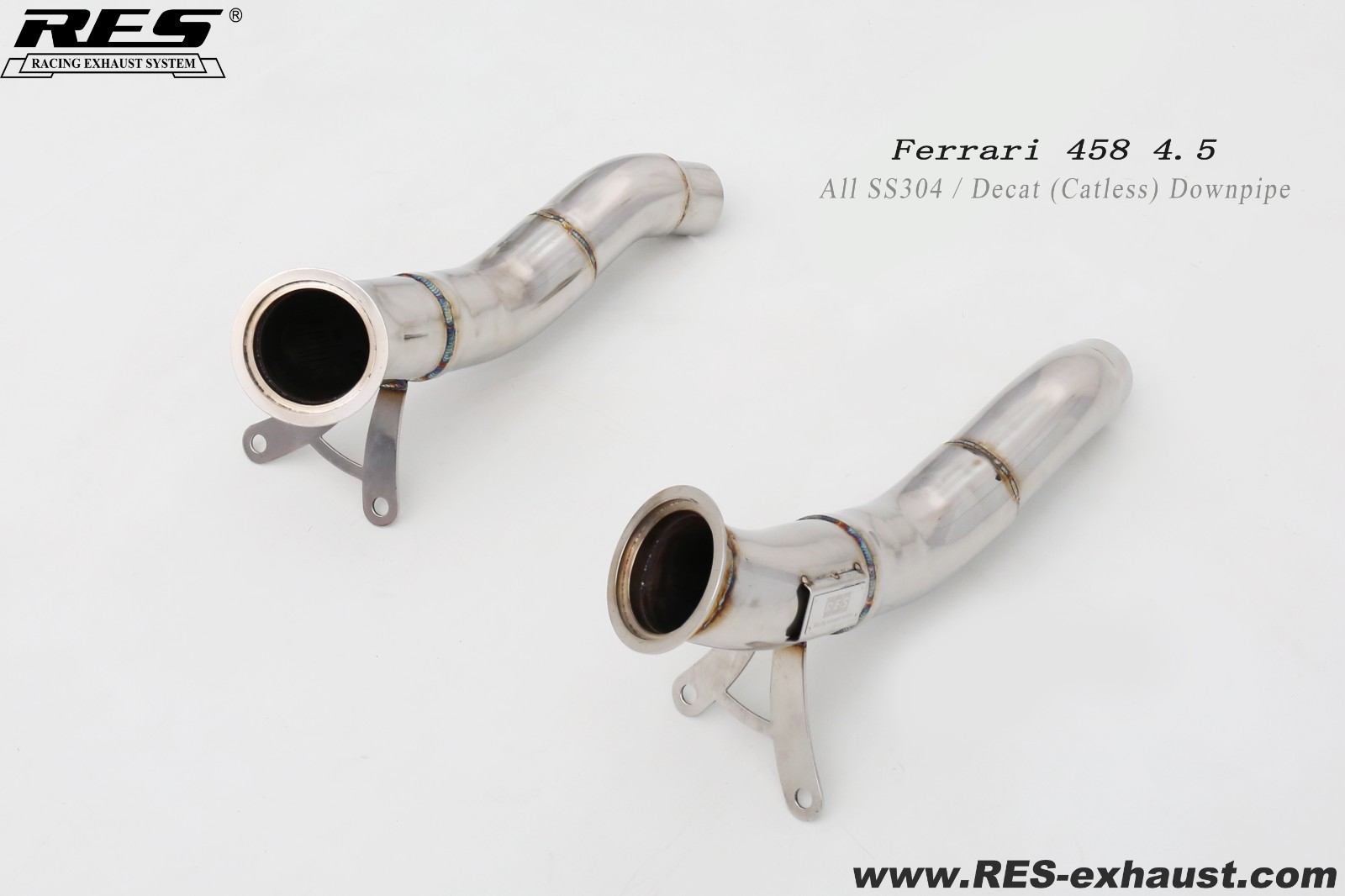 Ferrari 458 4.5 All SS304 Catless Downpipe