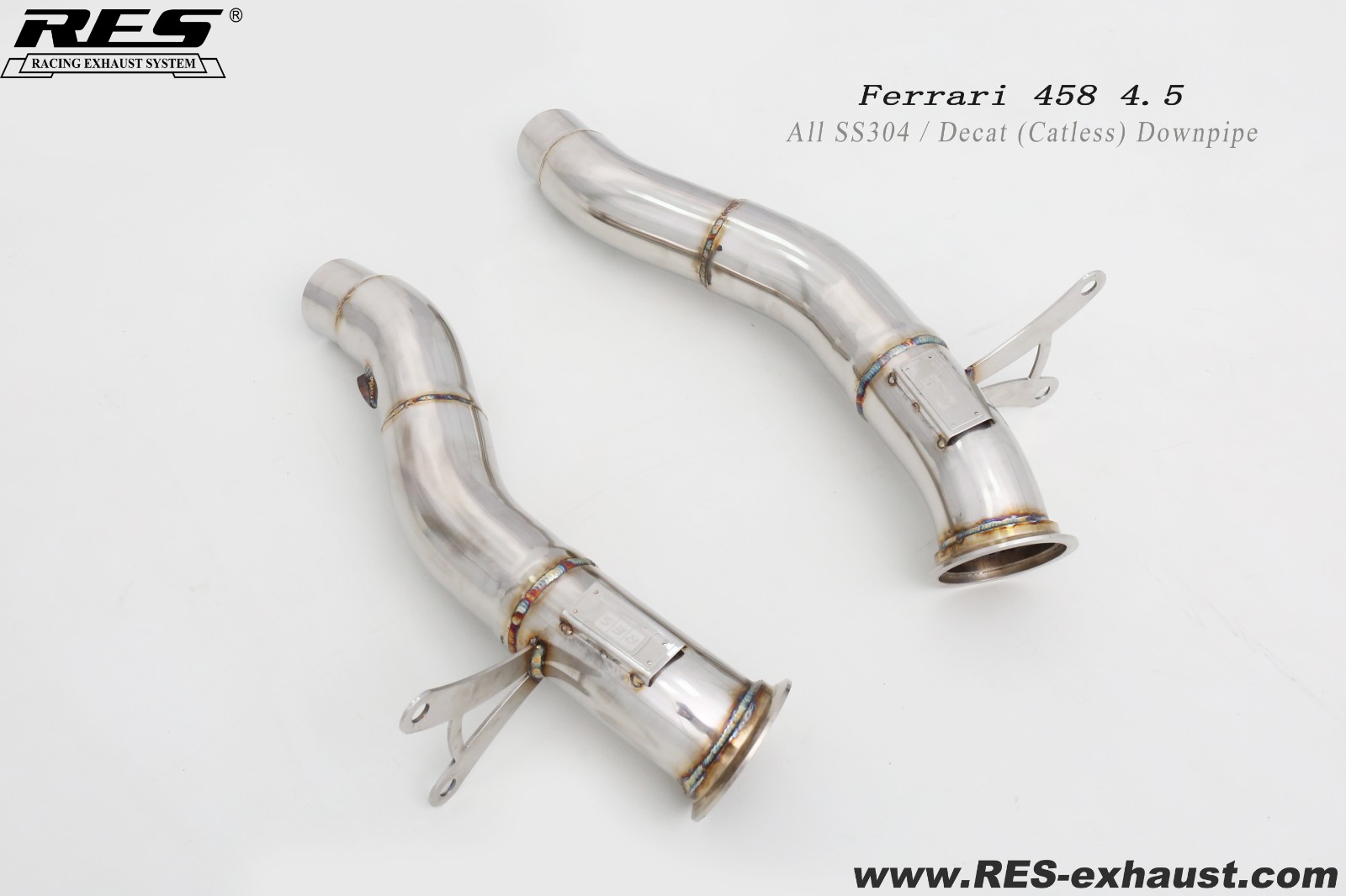 Ferrari 458 4.5 All SS304 Catless Downpipe