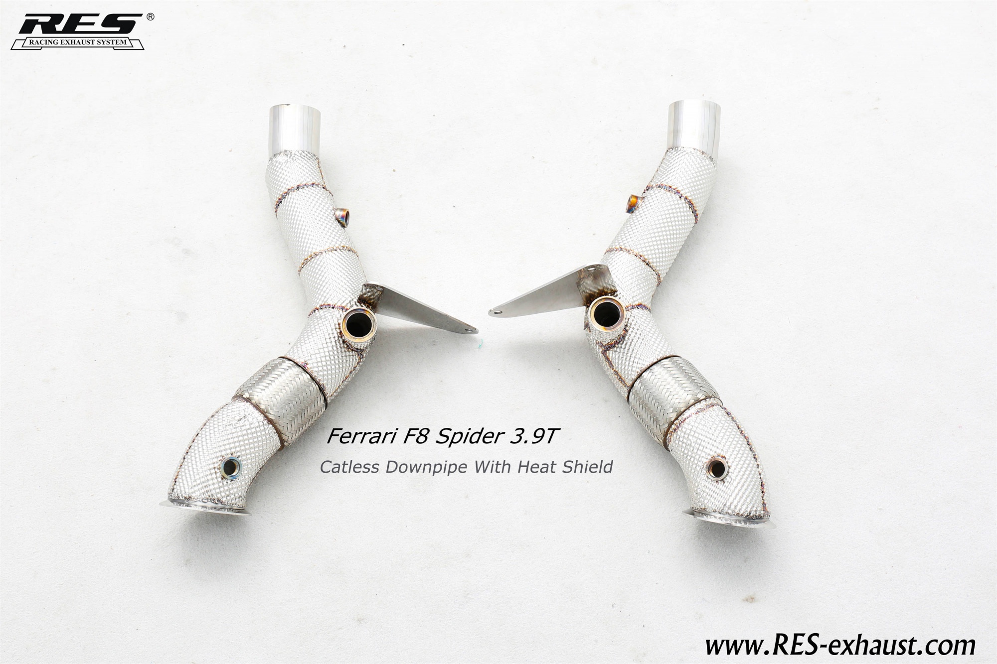 Ferrari F8 Spider 3.9T Catless Downpipe With Heat Shield