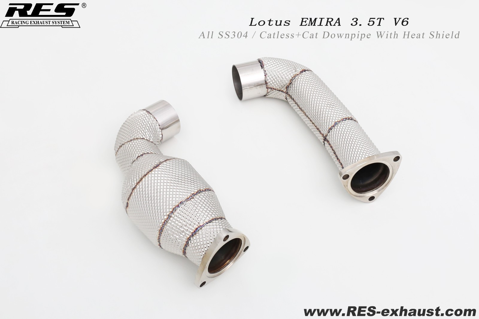 Lotus Emira 3.5T V6 All SS304 / Catless+Cat Downpipe With Heat Shield