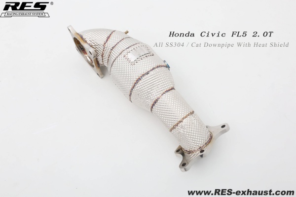 Honda Civic Type-R FL5 All SS304 / Cat Downpipe With Heat Shield