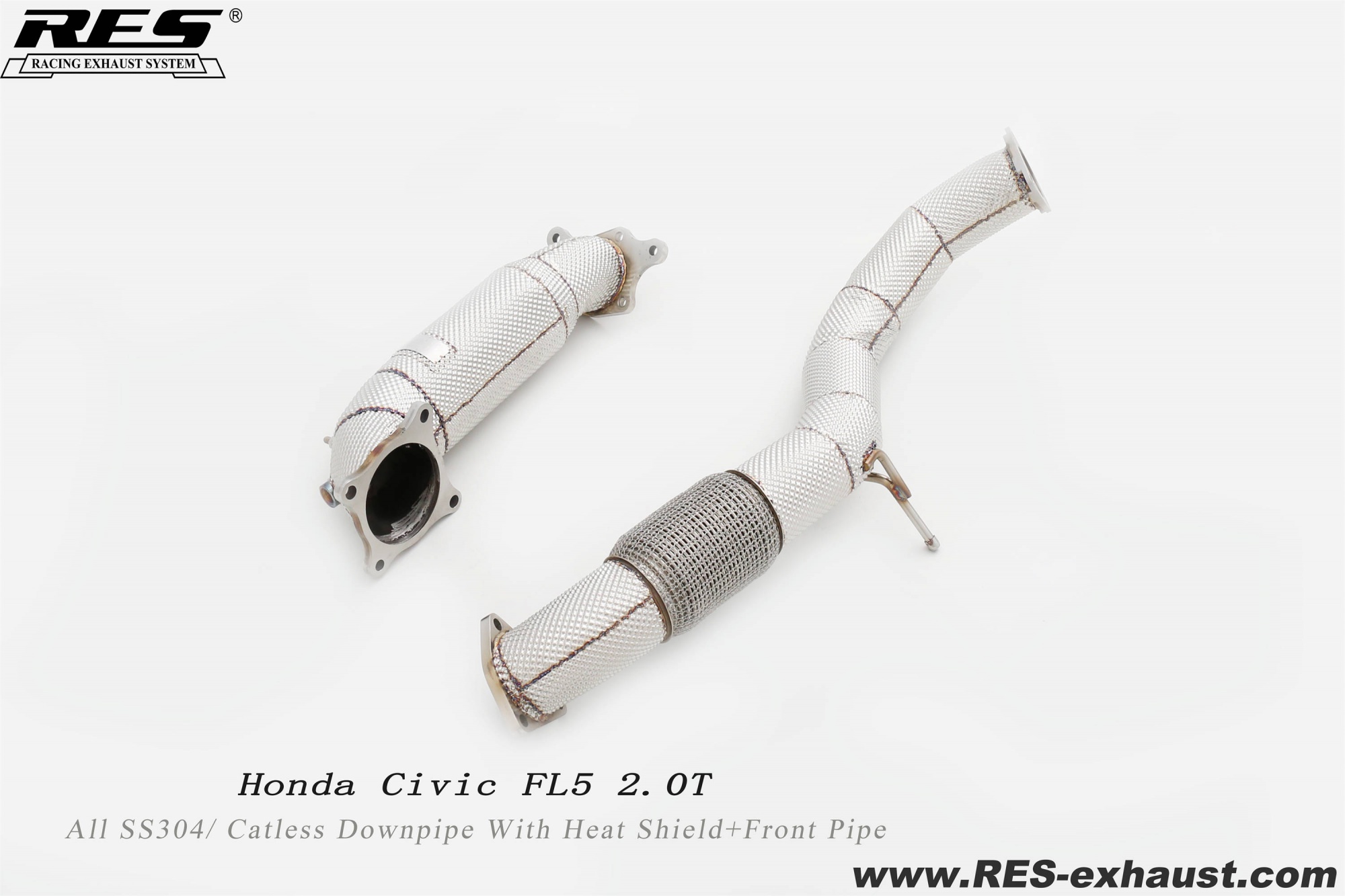 Honda Civic Type-R FL5 All SS304 / Cat Downpipe With Heat Shield