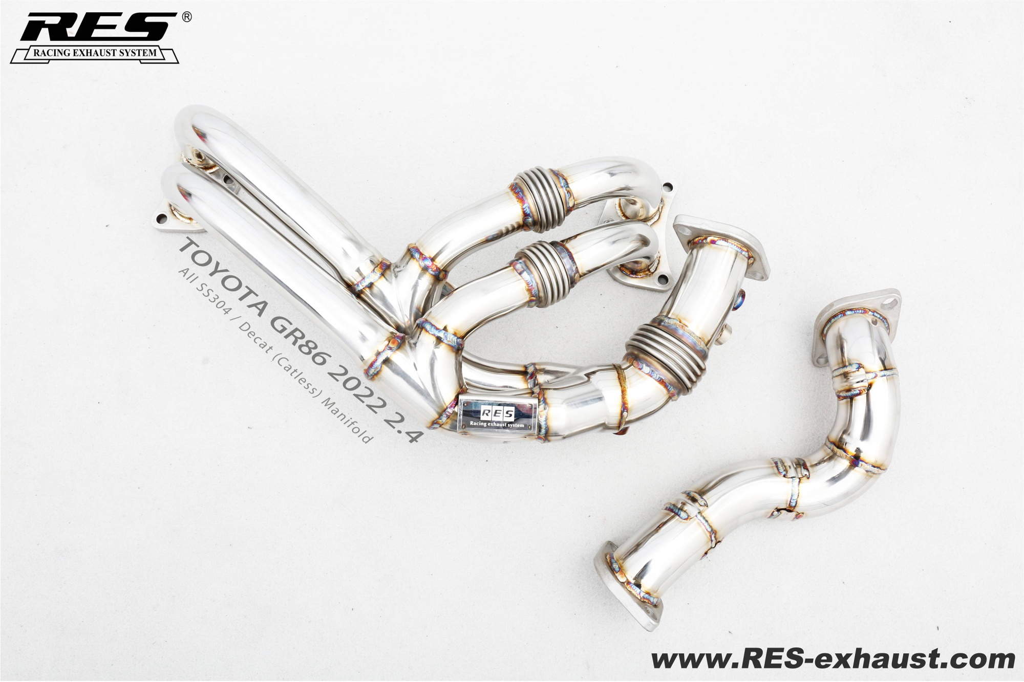 Toyota GR86 2.4L All SS304  Decat （Catless） Manifold