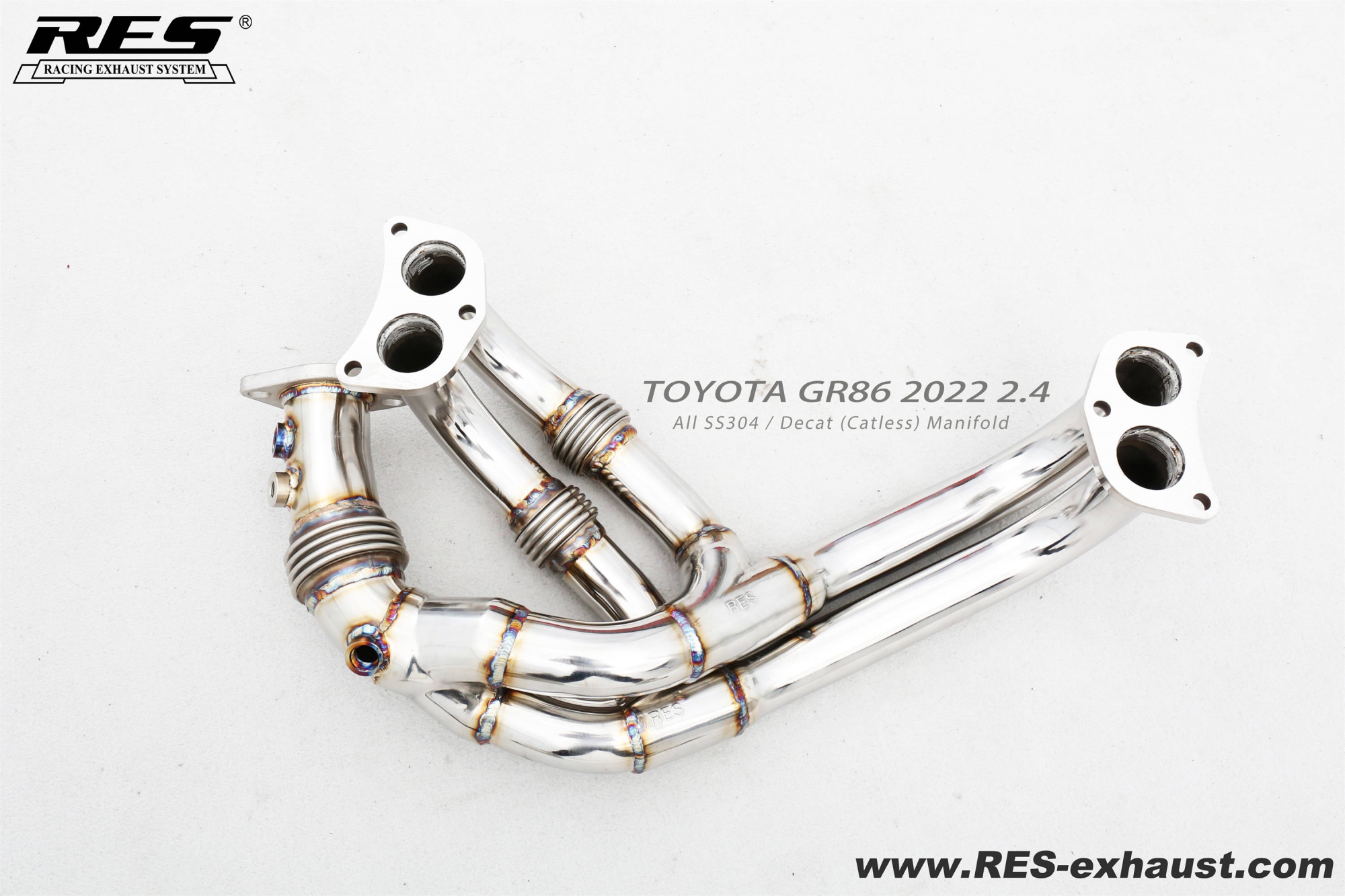 Toyota GR86 2.4L All SS304  Decat （Catless） Manifold
