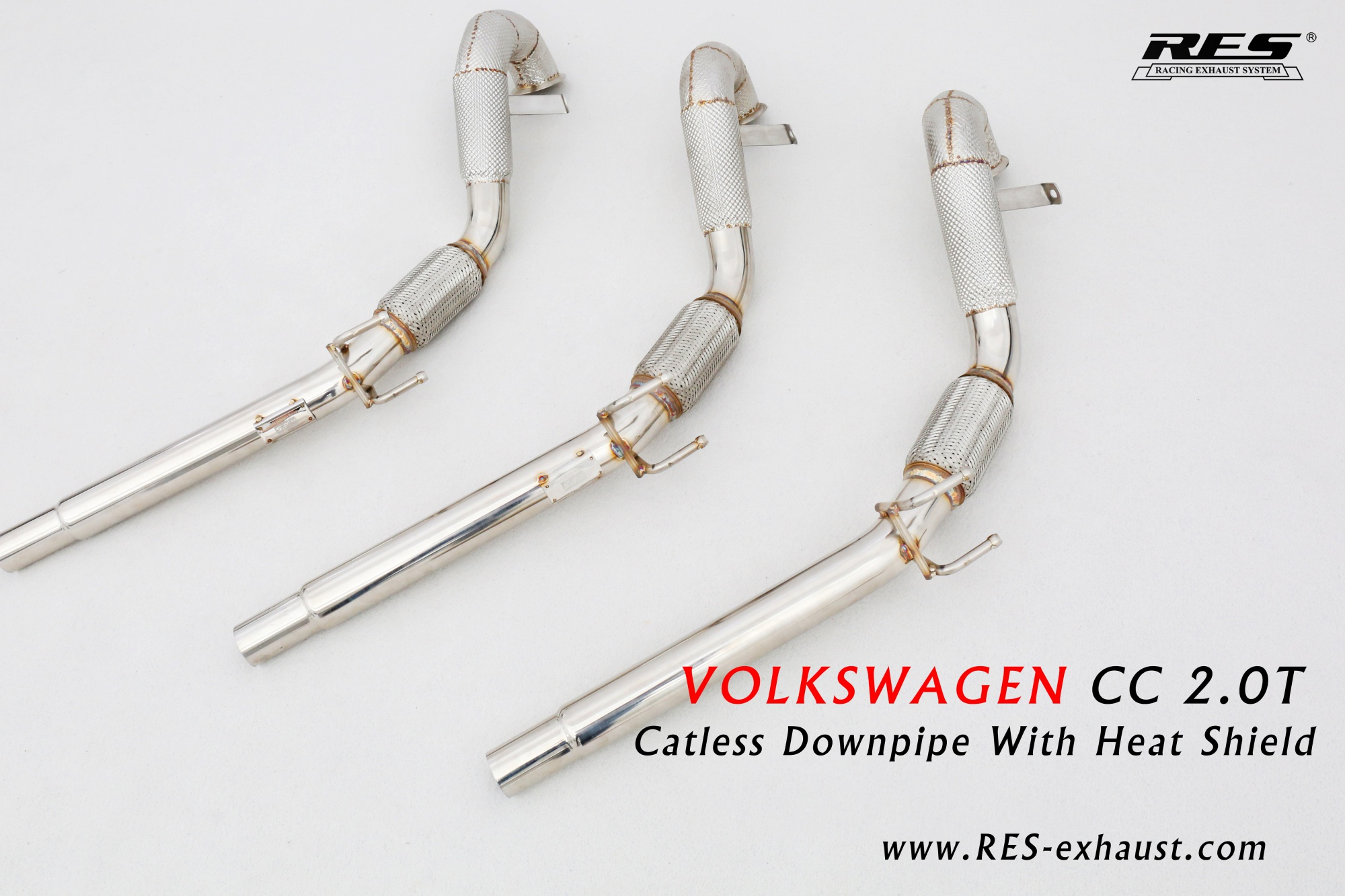 Volkswagen CC All SS304 / Catless Downpipe With Heat Shield 