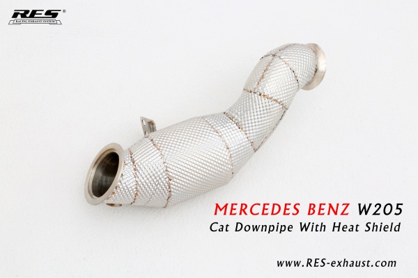Mercedes-Benz W205 All SS304 / Cat Downpipe With Heat Shield