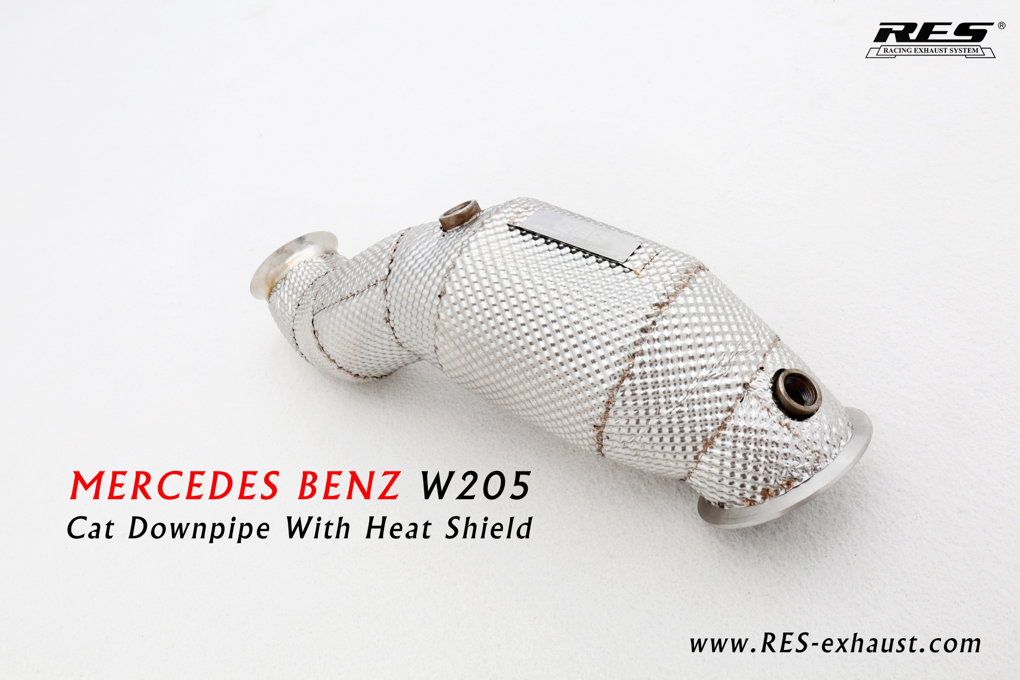 Mercedes-Benz W205 All SS304 / Cat Downpipe With Heat Shield