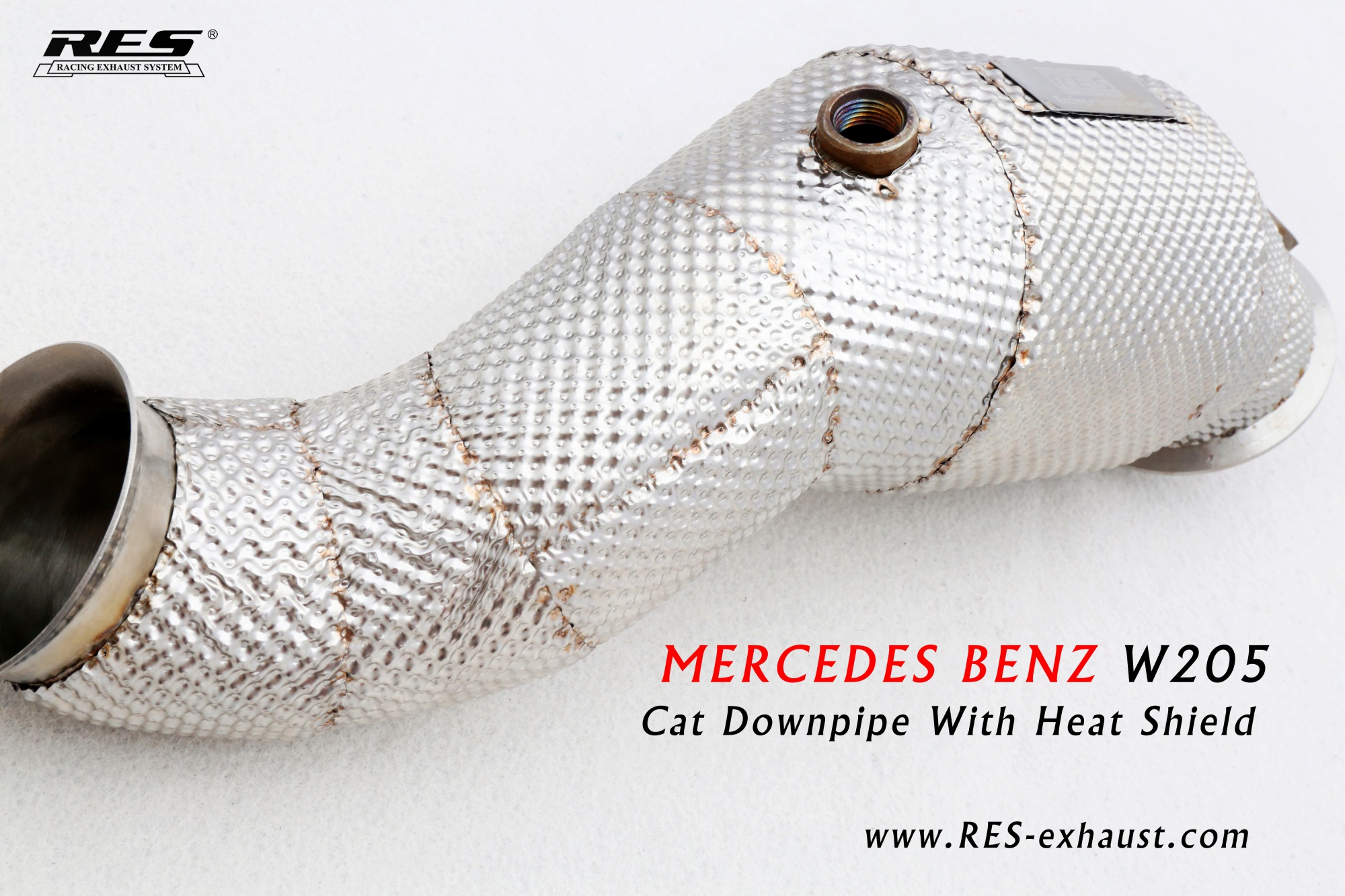Mercedes-Benz W205 All SS304 / Cat Downpipe With Heat Shield
