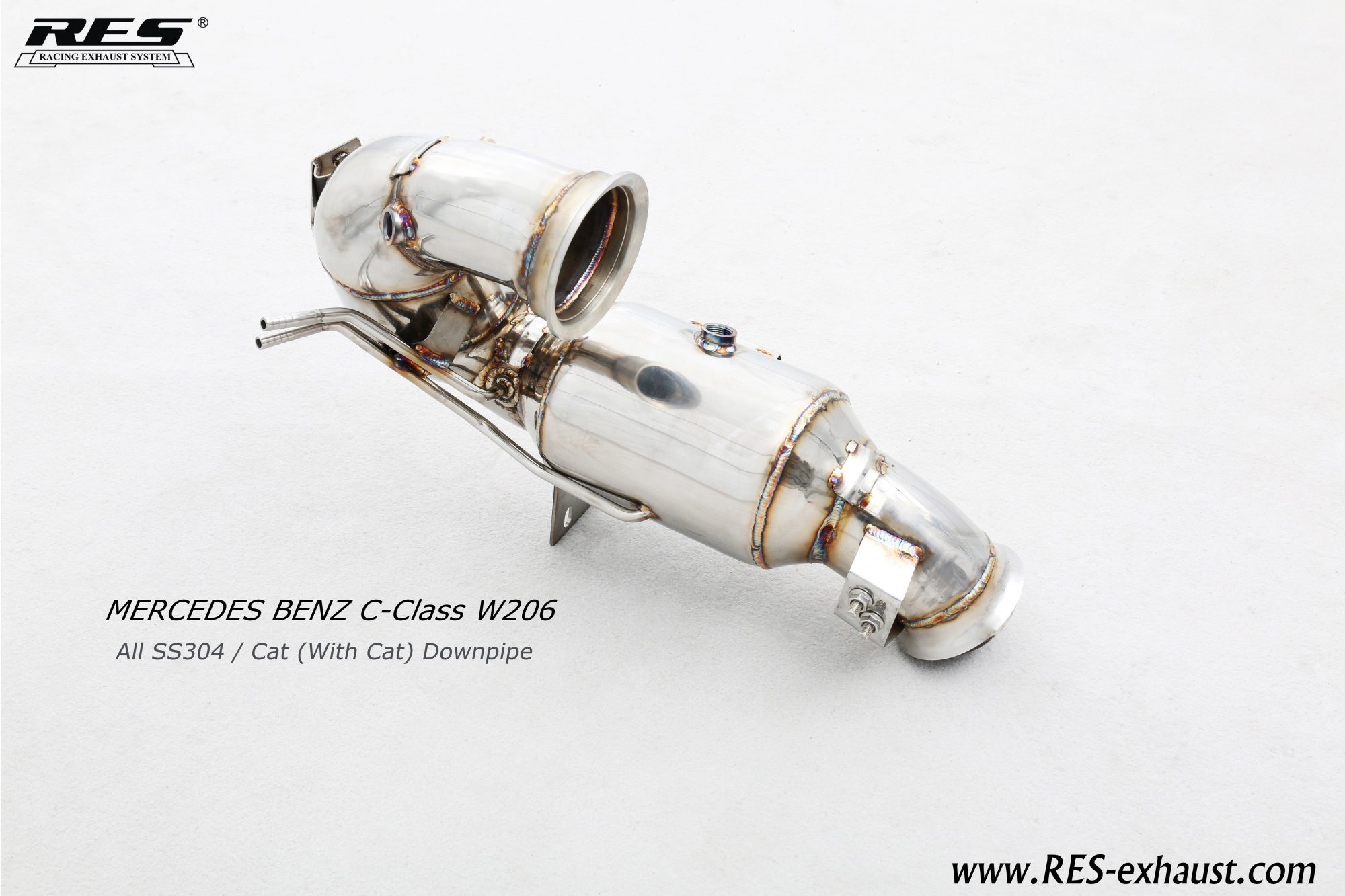 Mercedes-Benz W206 All SS304 / Cat （With Cat） Downpipe
