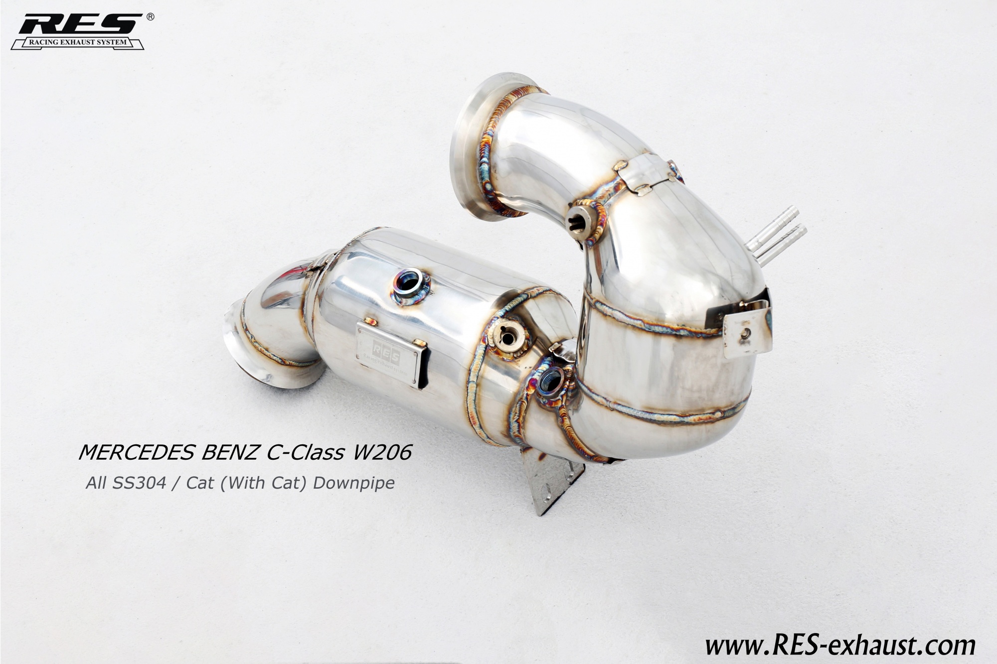 Mercedes-Benz W206 All SS304 / Cat （With Cat） Downpipe