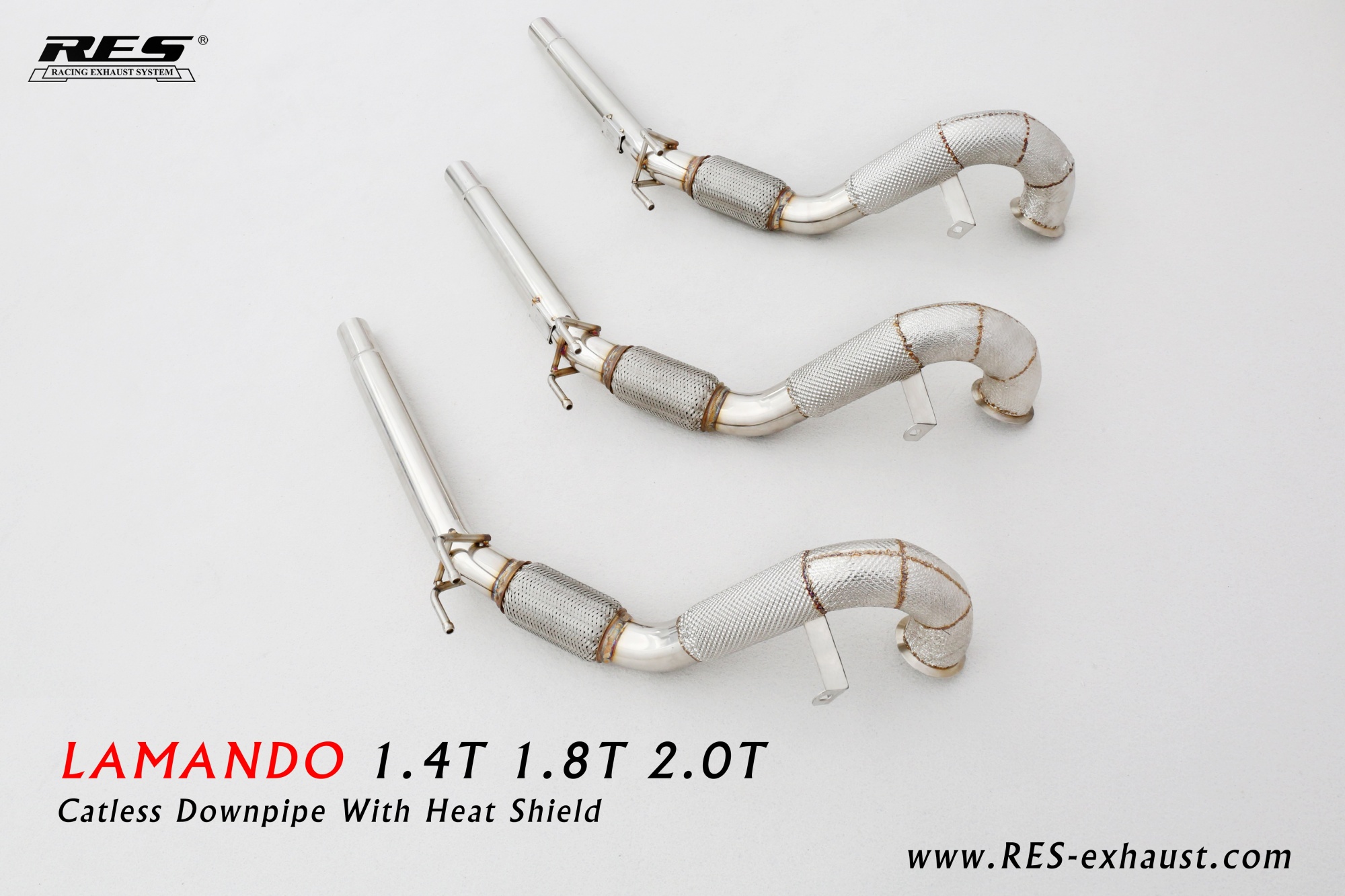 Volkawagen lamando All SS304 / Catless Downpipe With Heat Shield 