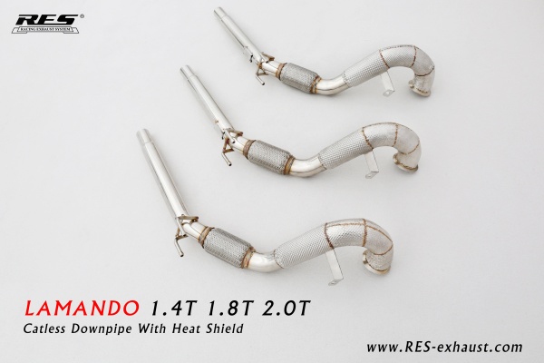 Volkawagen lamando All SS304 / Catless Downpipe With Heat Shield 