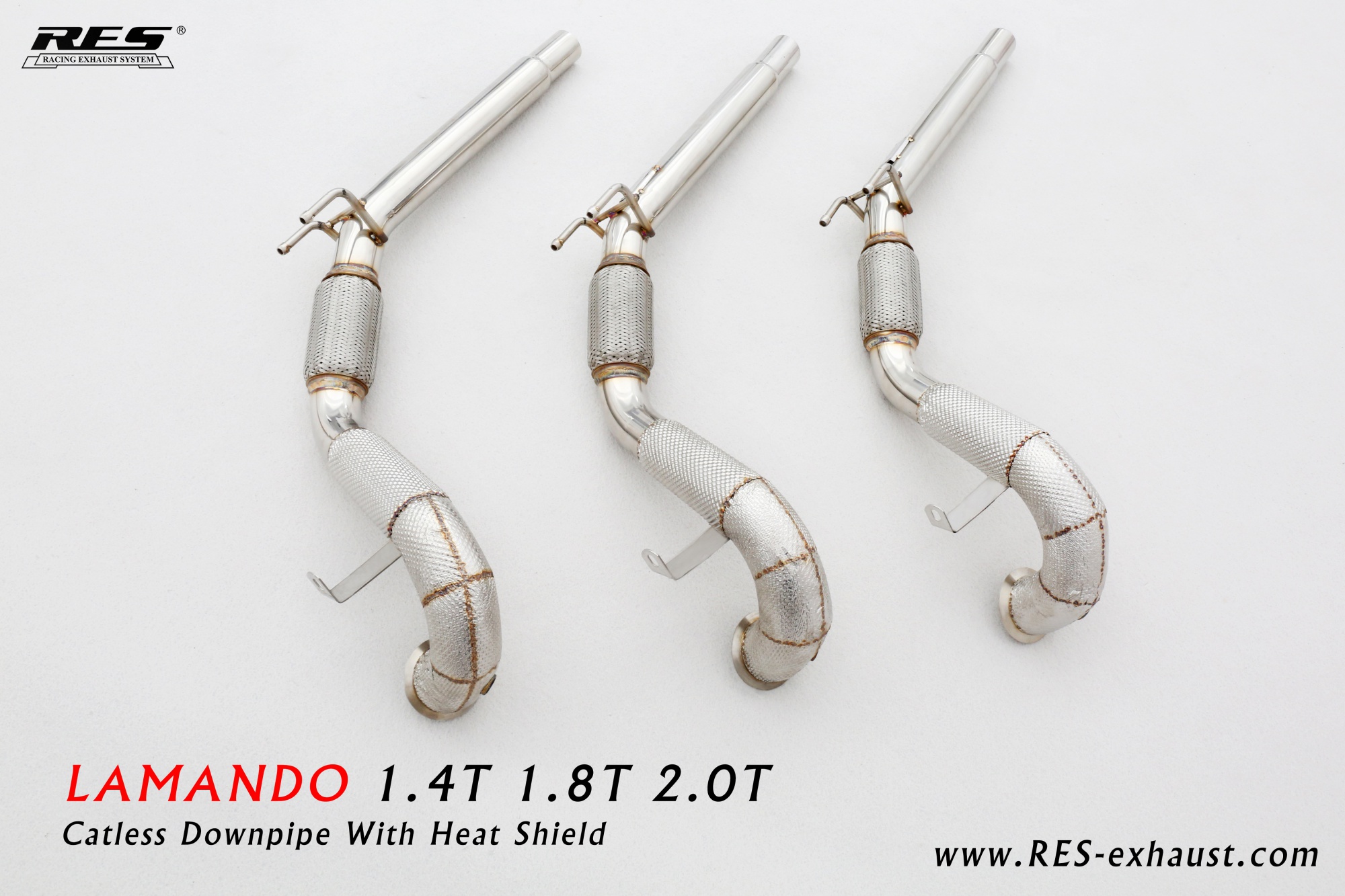Volkawagen lamando All SS304 / Catless Downpipe With Heat Shield 