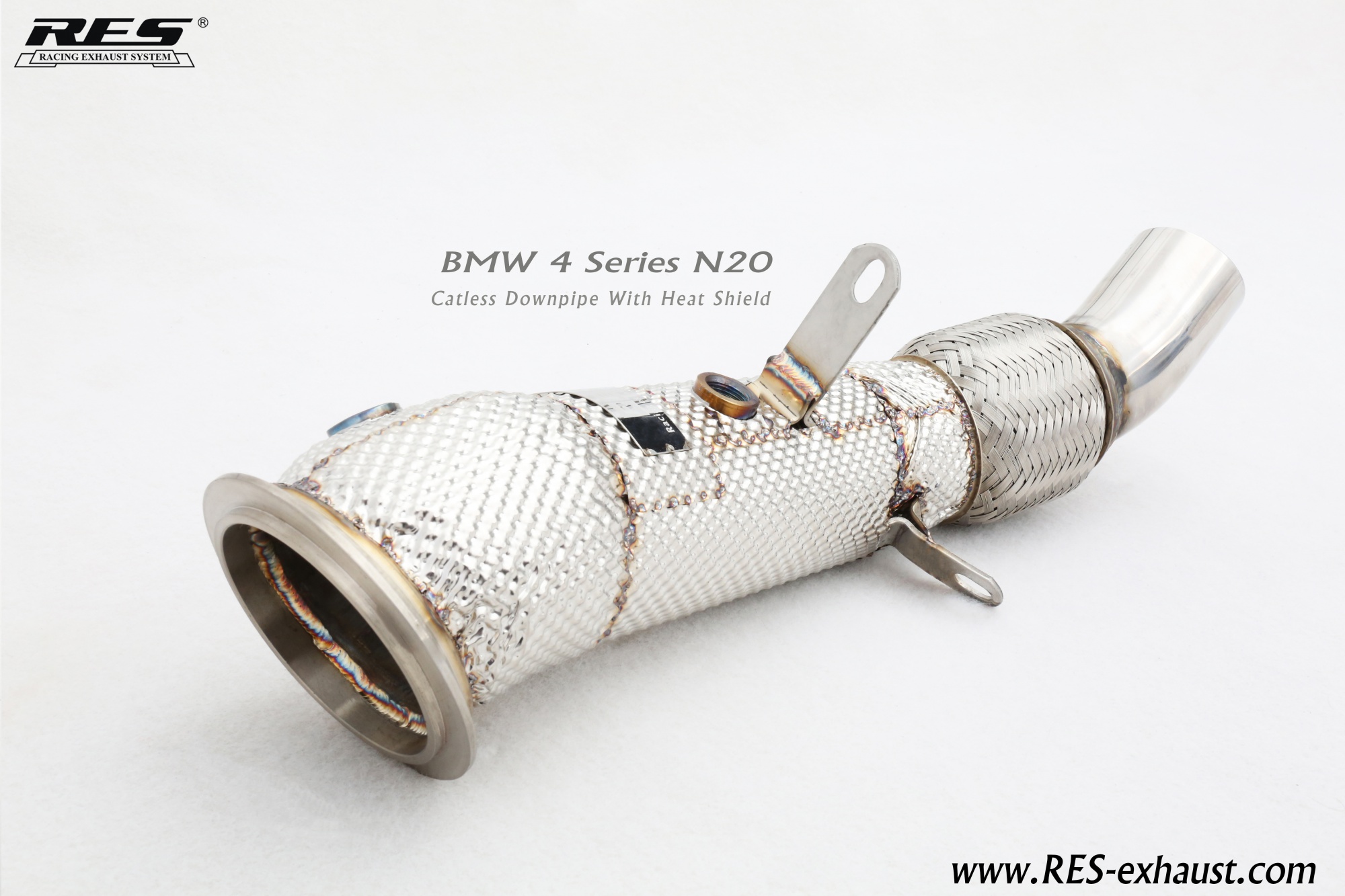 BMW 4 Series F32/F33/F36 All SS304 / Catless Downpipe With Heat Shield