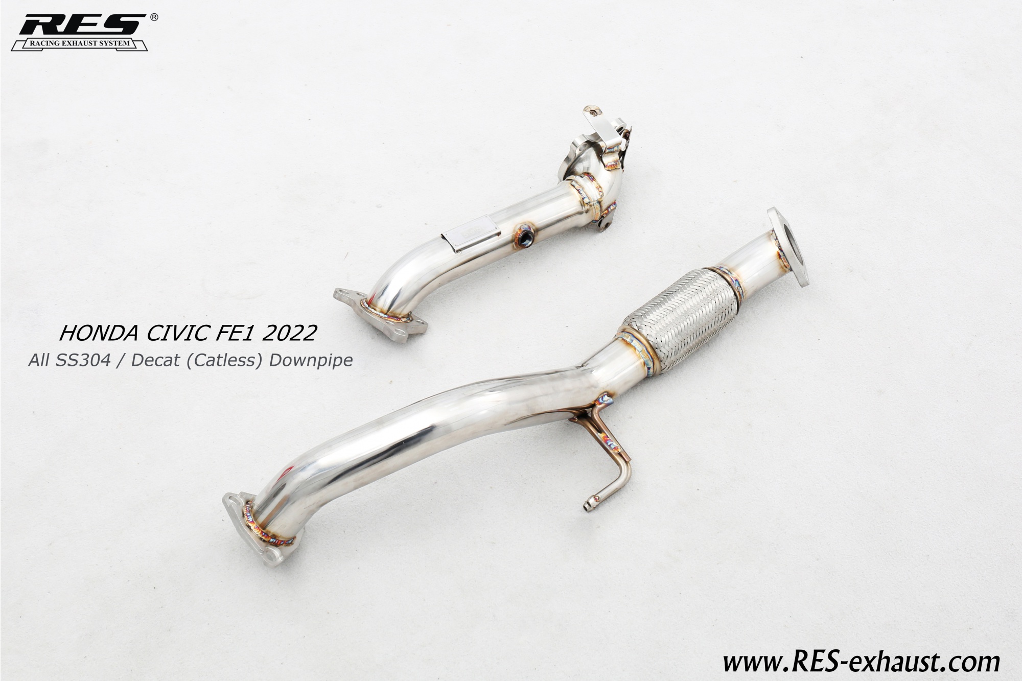 Honda Civic FE1 All SS304 / Cat Downpipe With Heat Shield