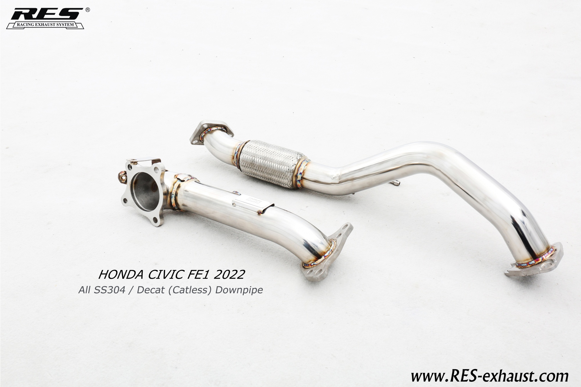 Honda Civic FE1 All SS304 / Cat Downpipe With Heat Shield