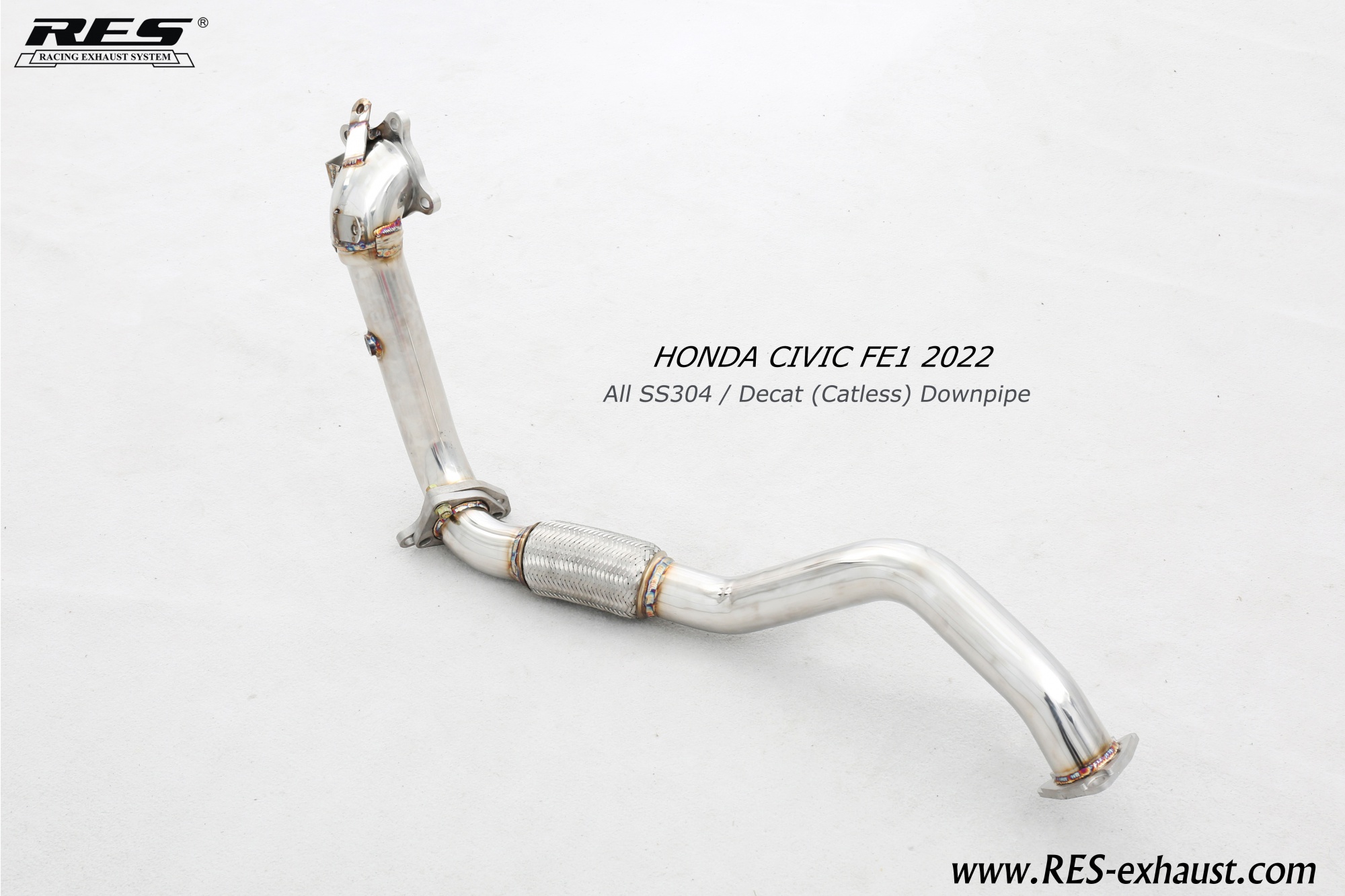 Honda Civic FE1 All SS304 / Cat Downpipe With Heat Shield