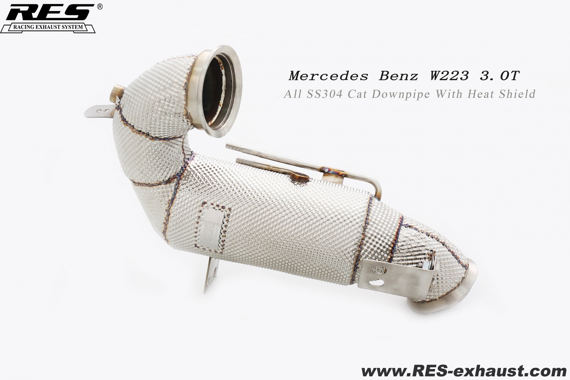 Mercedes-Benz W223 All SS304 / Cat Downpipe With Heat Shield