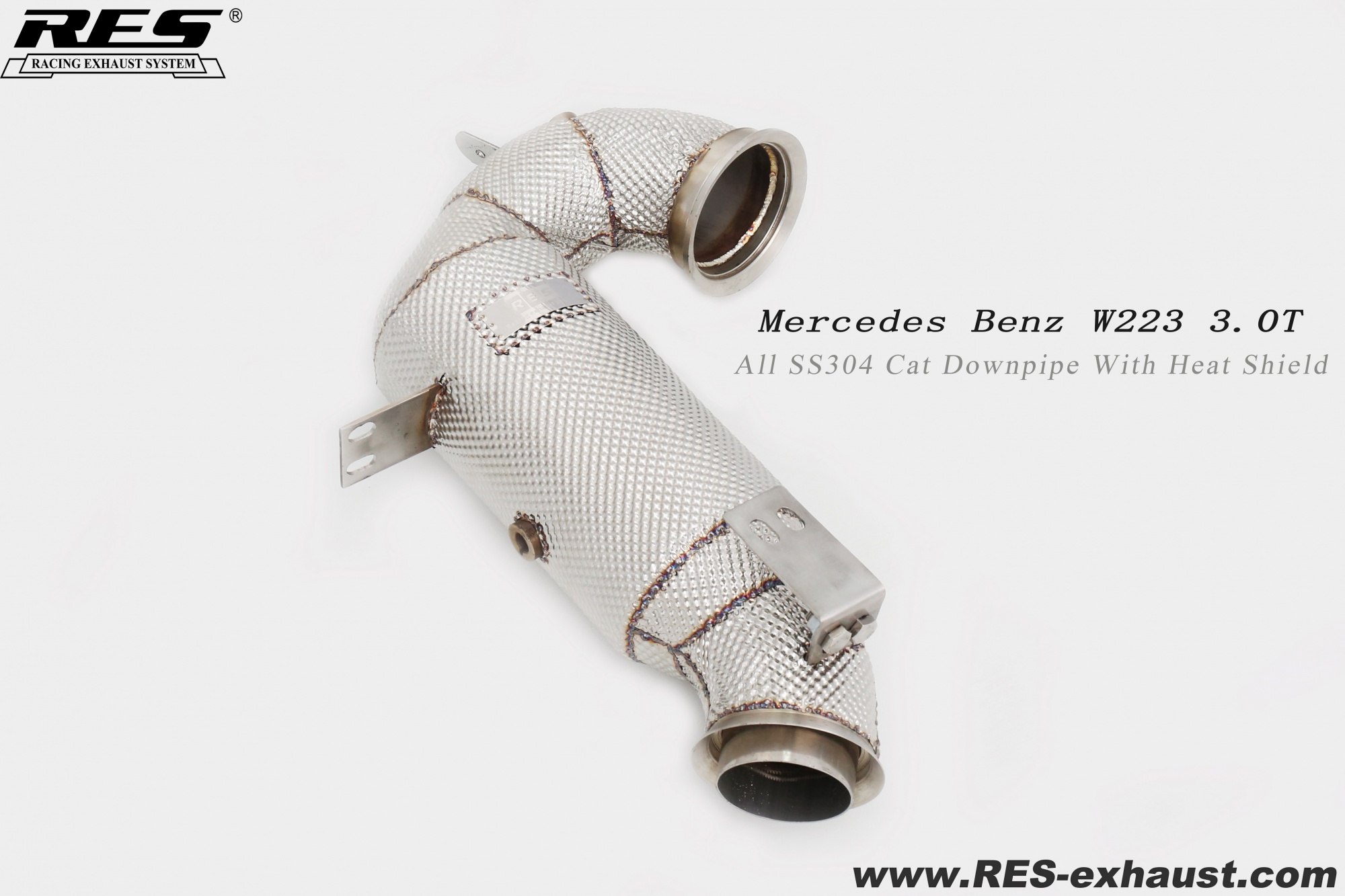 Mercedes-Benz W223 All SS304 / Cat Downpipe With Heat Shield