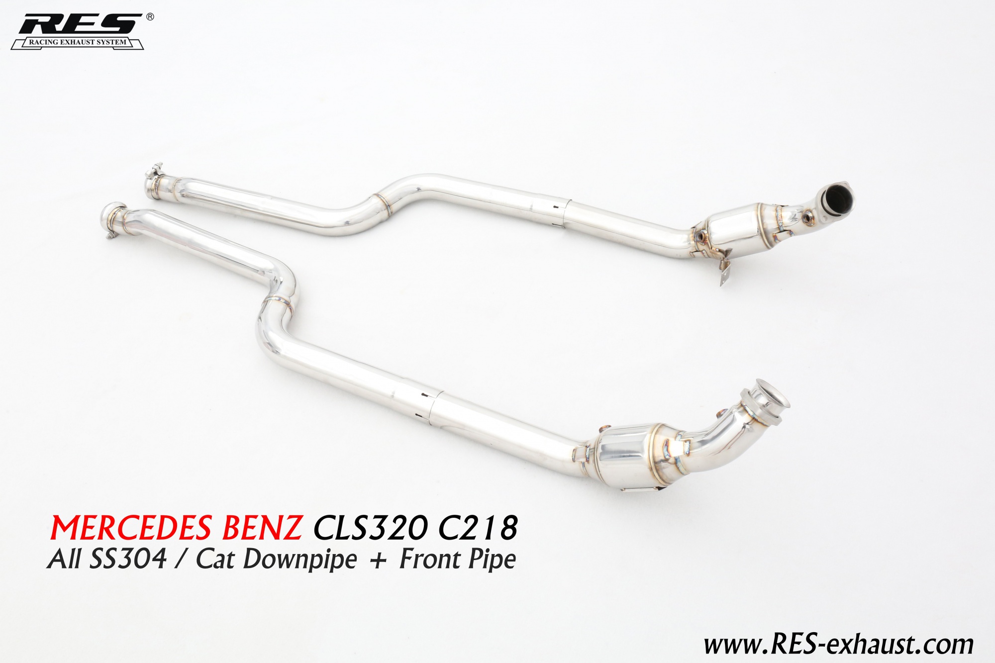 Mercedes-Benz C218 All SS304 / Cat （With Cat） Downpipe+Front Pipe