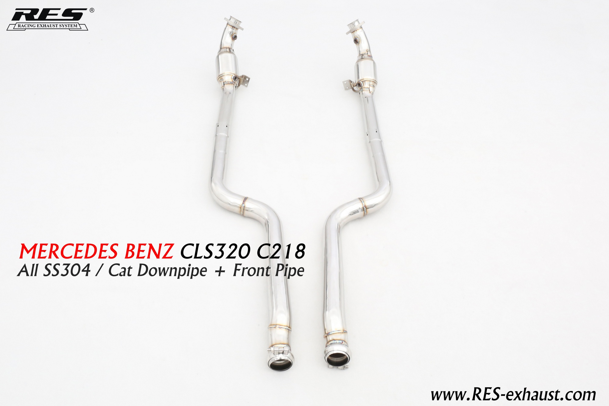 Mercedes-Benz C218 All SS304 / Cat （With Cat） Downpipe+Front Pipe
