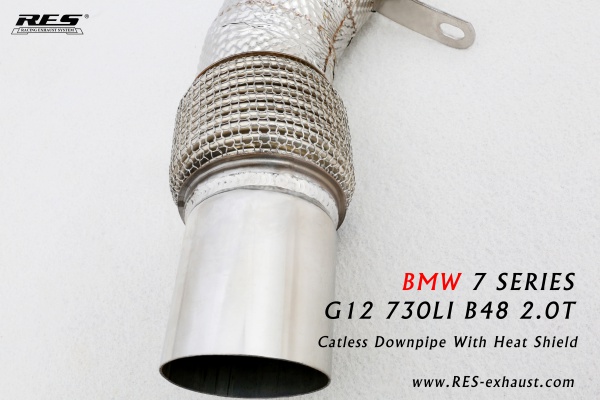 BMW 7 Series G12 All SS304 / Catless Downpipe With Heat Shield 