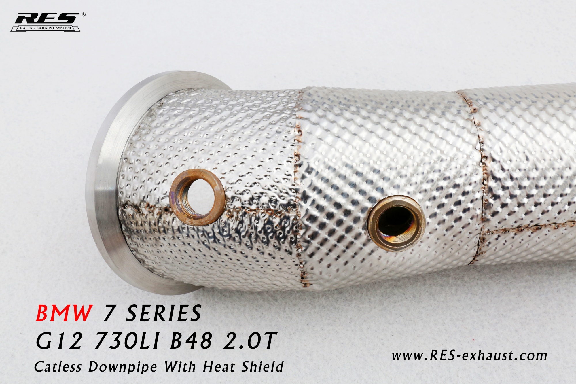 BMW 7 Series G12 All SS304 / Catless Downpipe With Heat Shield 